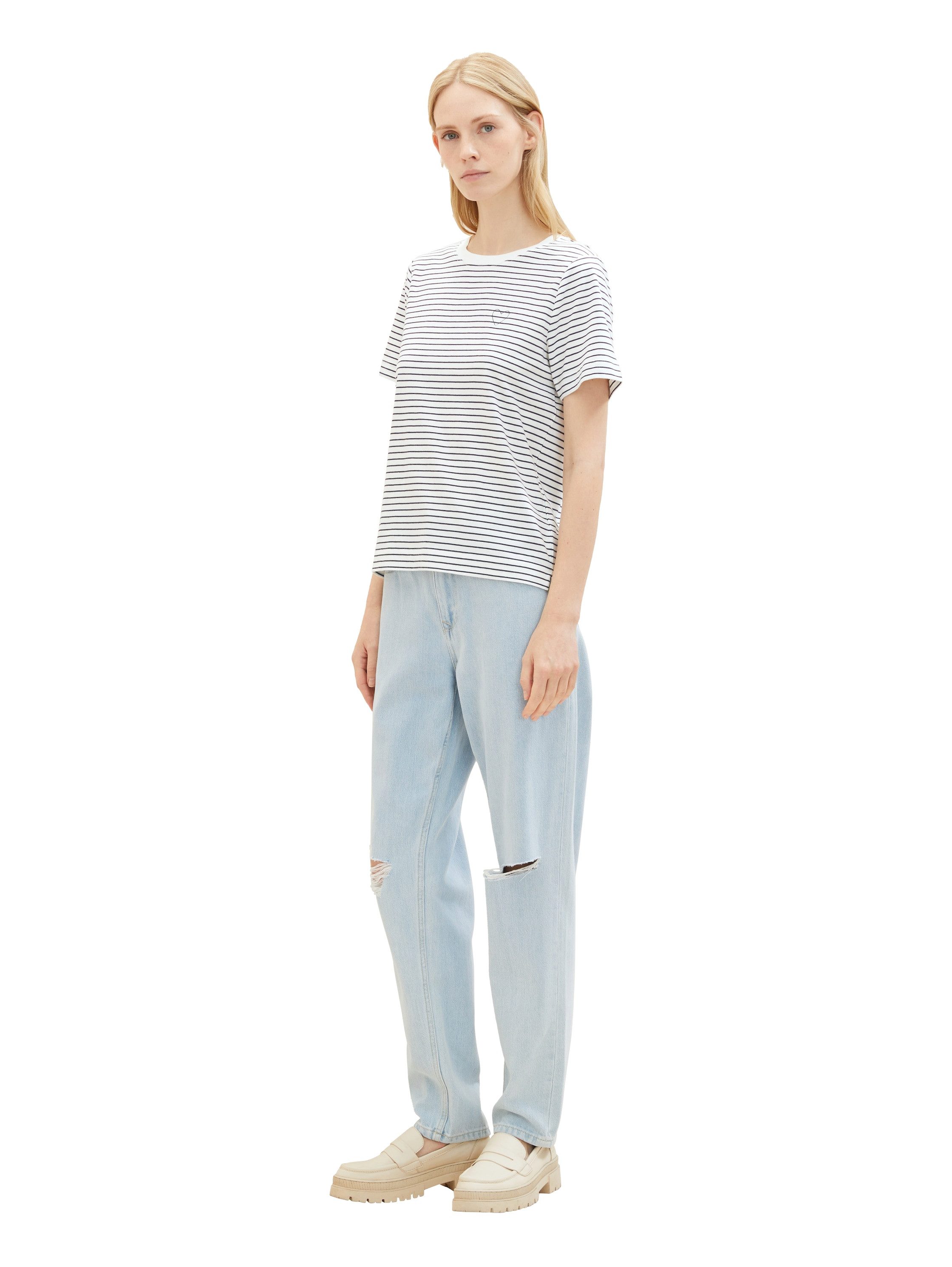 Tom Tailor Shirt met ronde hals met hartmotief als frontprint