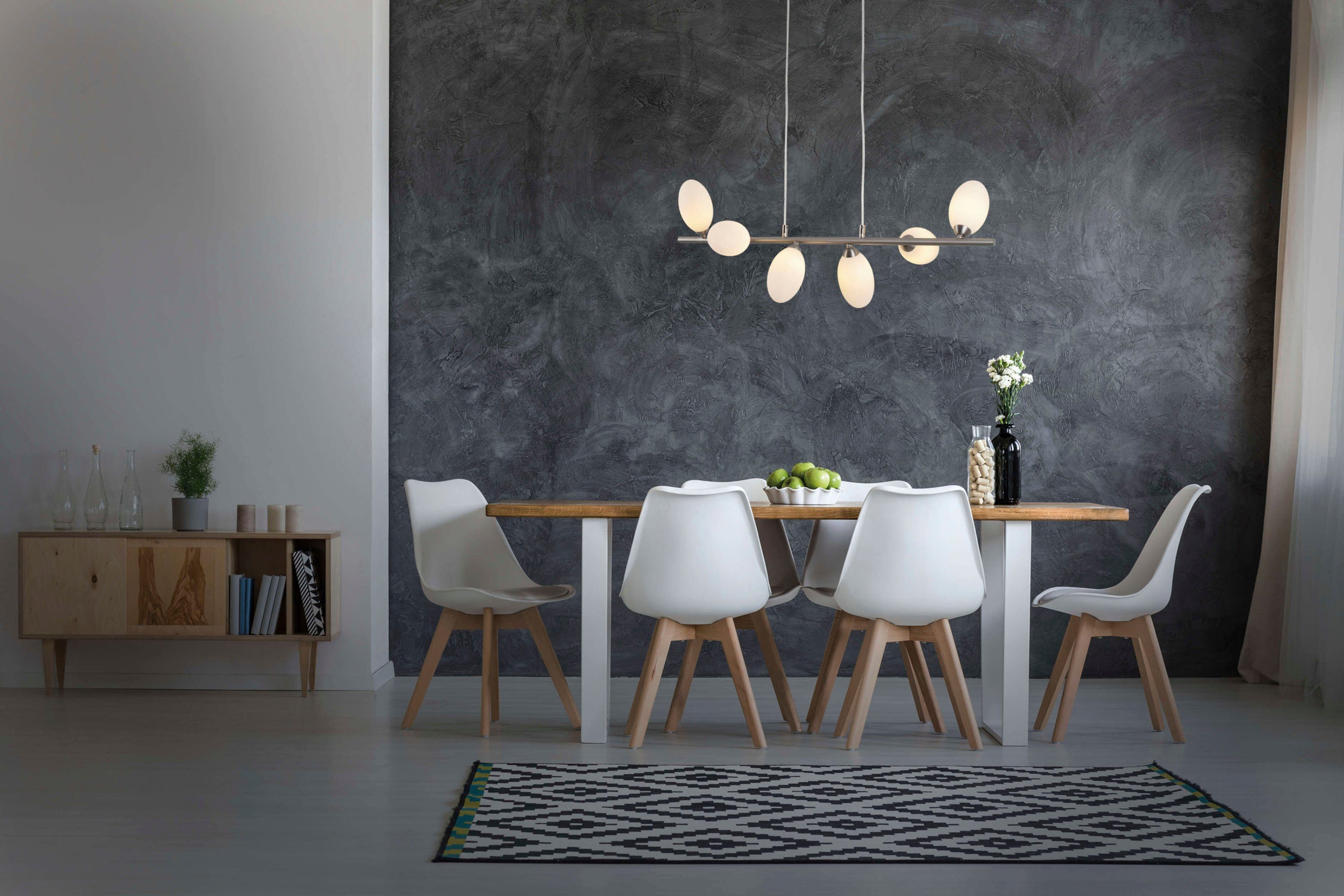 näve Led-hanglamp Eleganza 6-vlamig, spots met opaal glas, l: 25 cm, incl. 6x g9 led/6x4w warmwit (1 stuk)