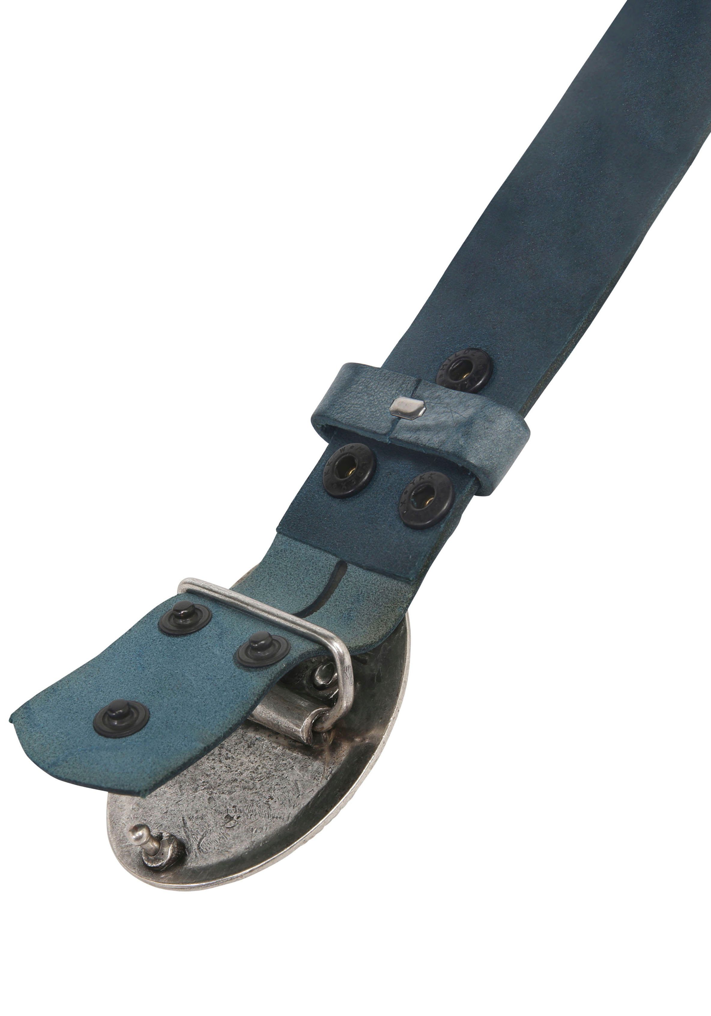 RETTUNGSRING by showroom 019° Leren riem met verwisselbare sluiting "ovaal matt gehamerd"