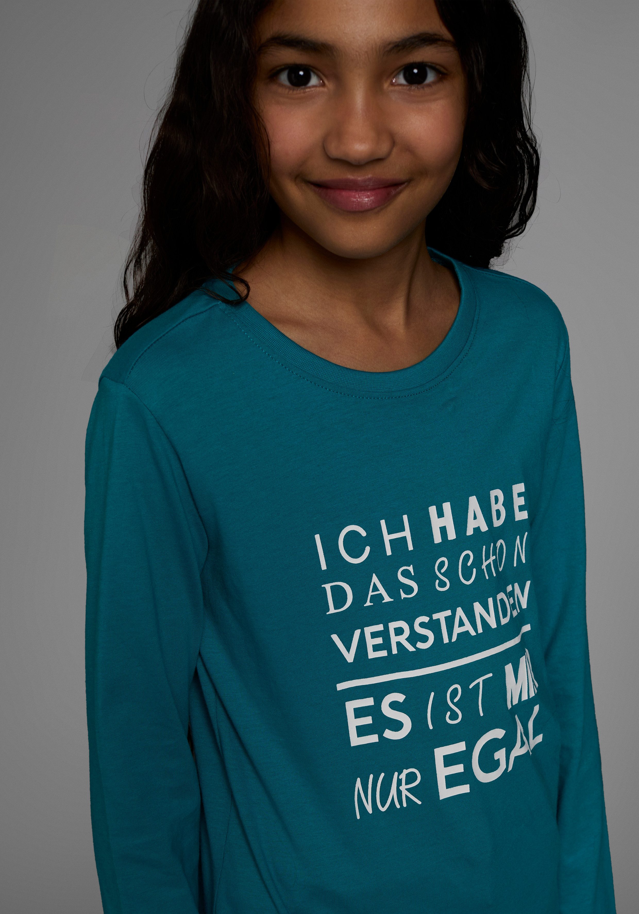 KIDSWORLD Shirt met lange mouwen Ich hab das schon verstanden - es ist mir nur egal Lange mouwen, basic pasvorm, met statements/slogans