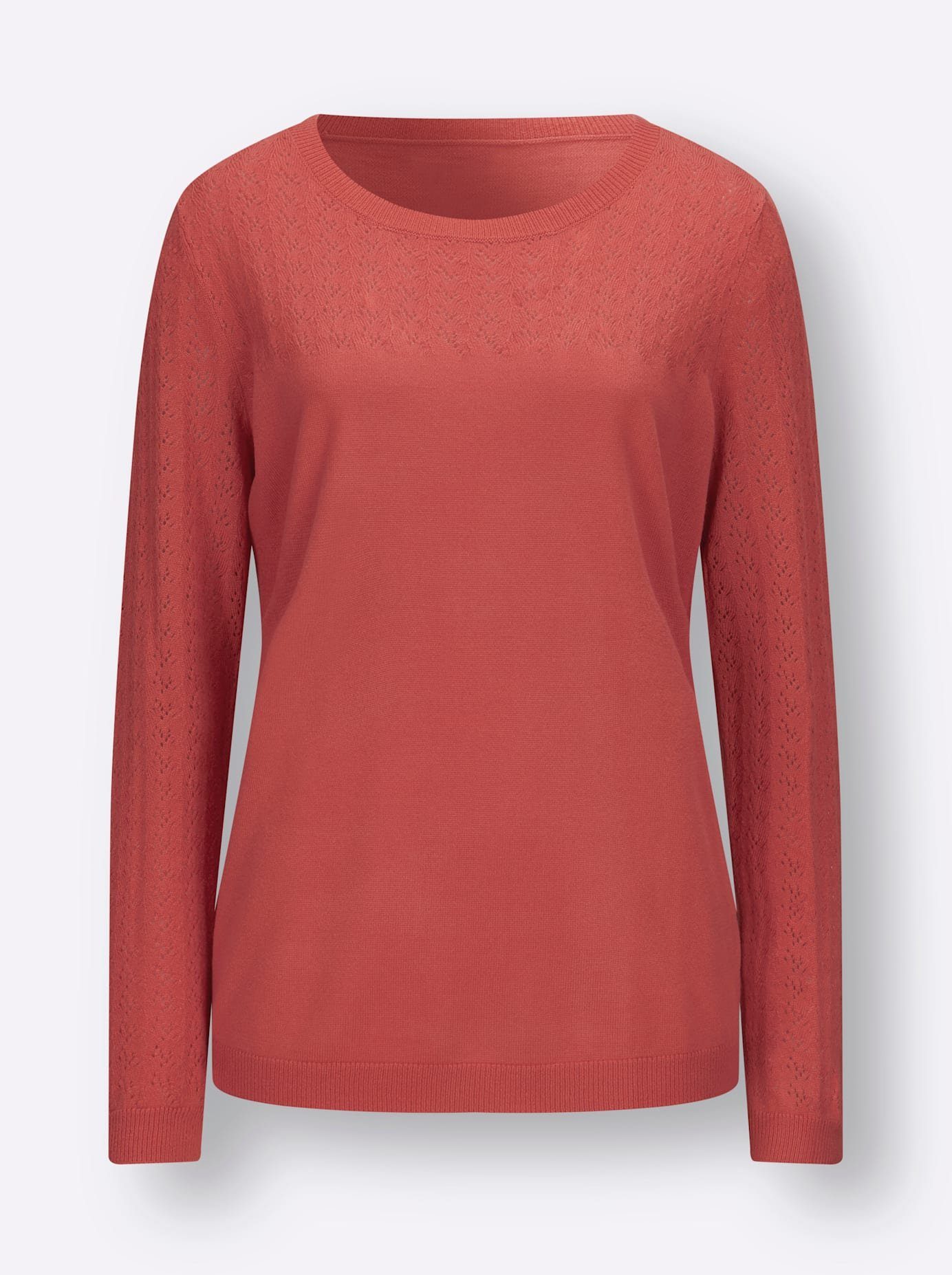 Classic Basics Trui met ronde hals Ajourtrui