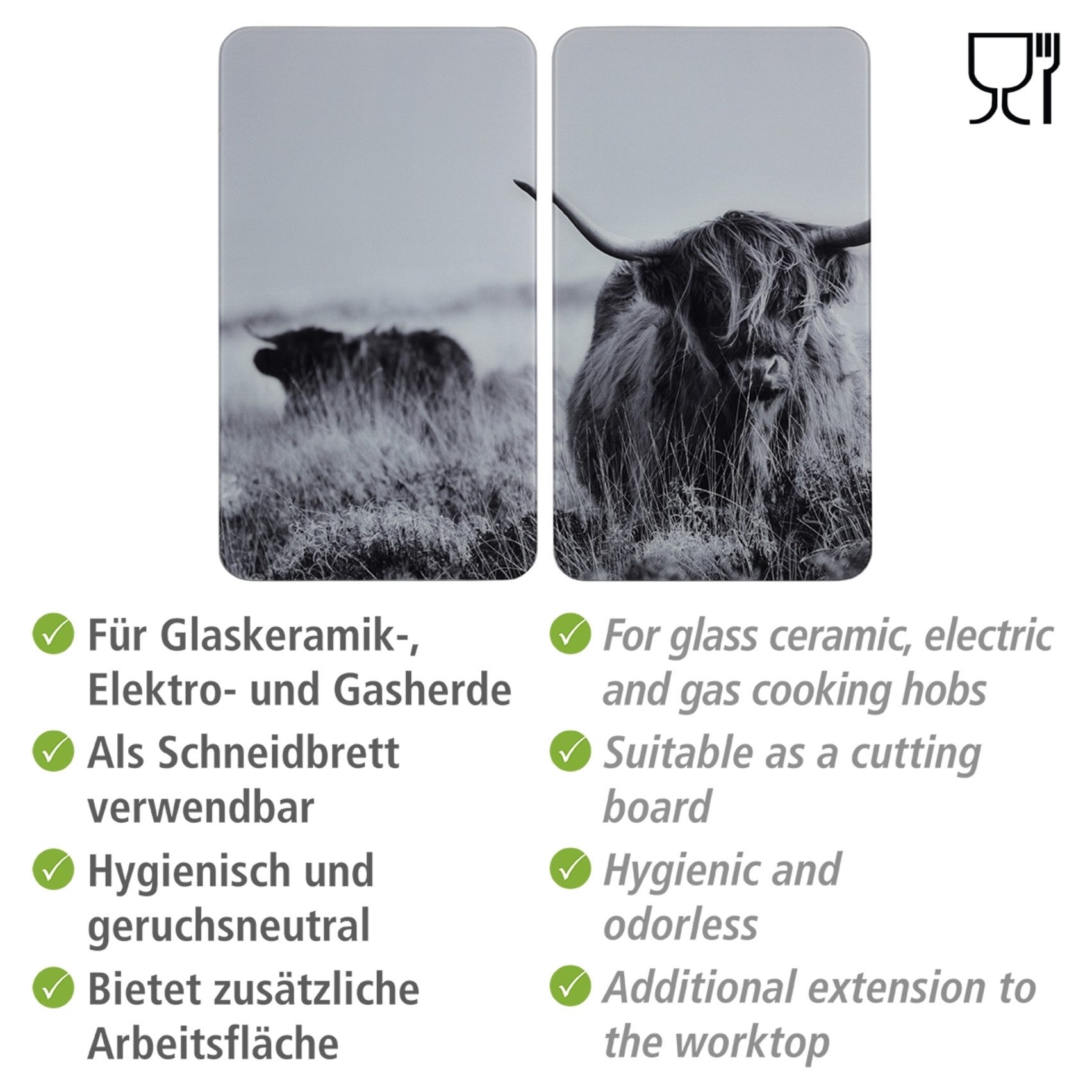 WENKO Kookplaatdeksel Universal Model Highland Cattle (set, 2-delig)