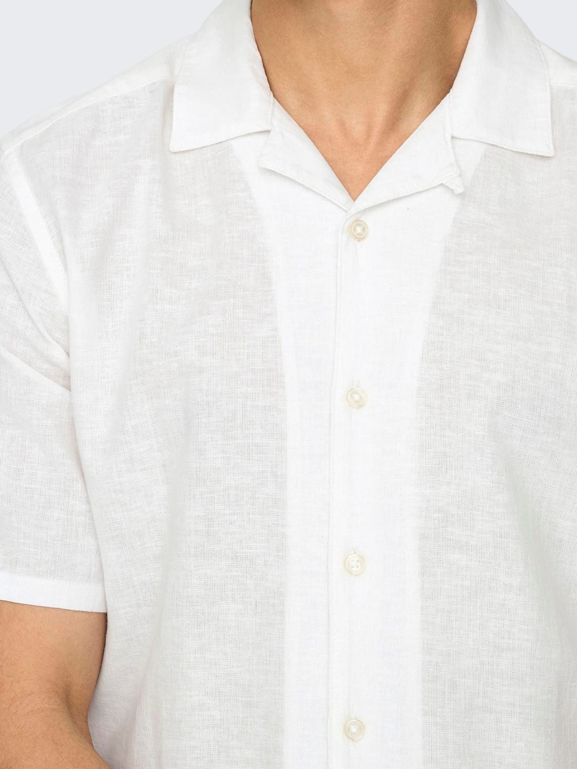 ONLY & SONS Overhemd met korte mouwen ONSCAIDEN SS SOLID RESORT LINEN NOOS