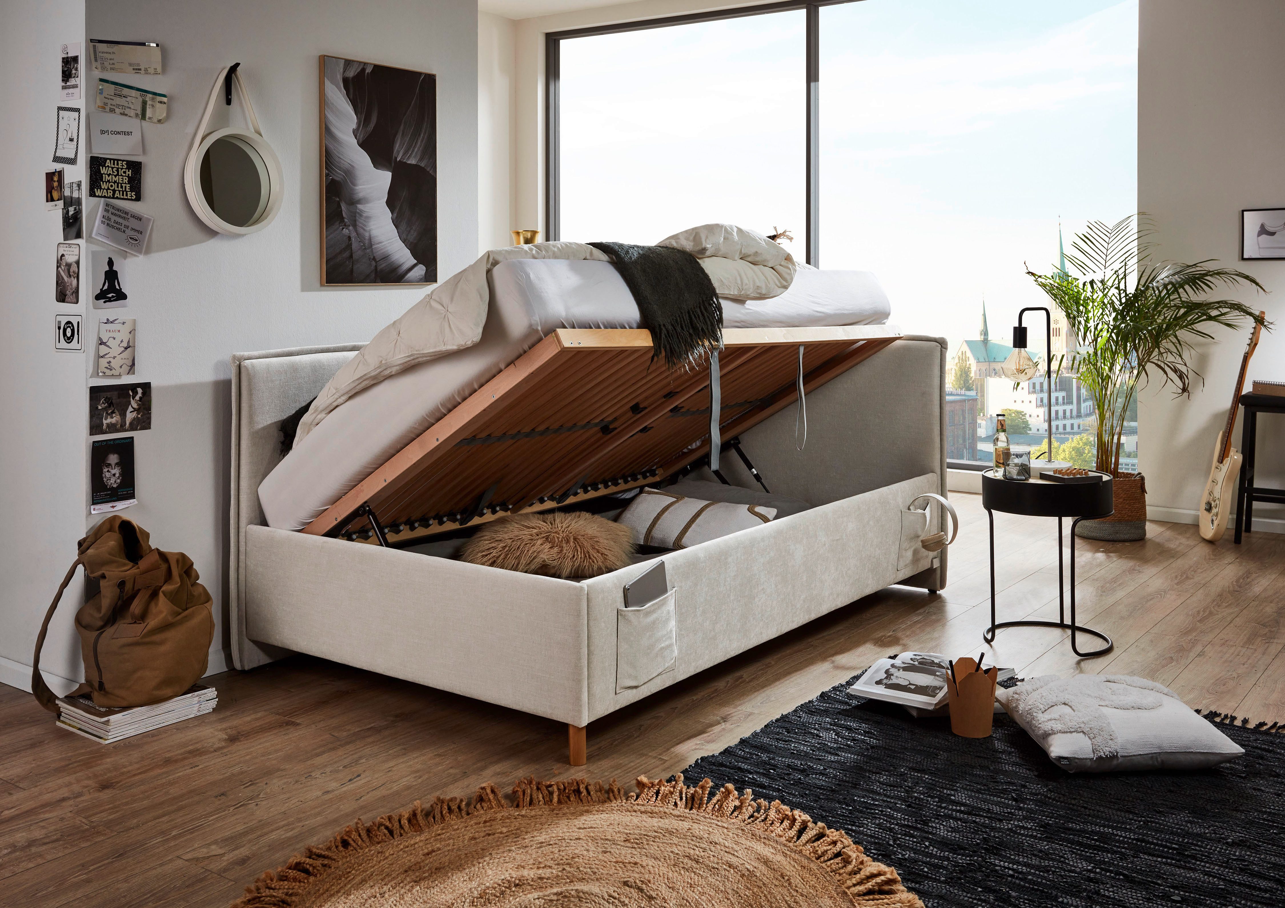 meise.möbel Kinderledikant FUN II Bekleed bed naar keuze met bedkist, tienerbed inclusief USB-aansluiting