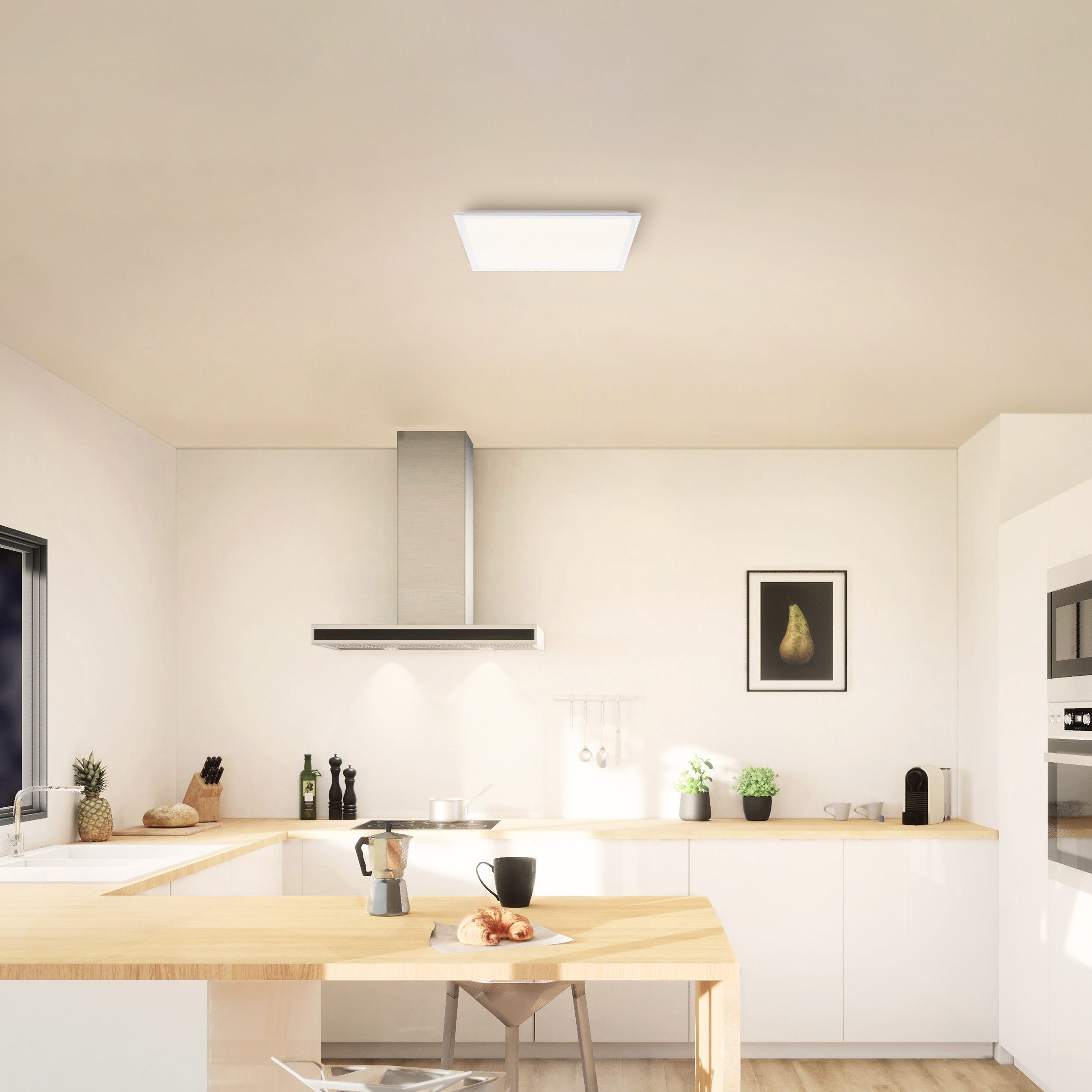 Brilliant Leuchten Led-plafondlamp Briston 45 x 45 cm, 2700 lm, 2700 k, aluminium, wit