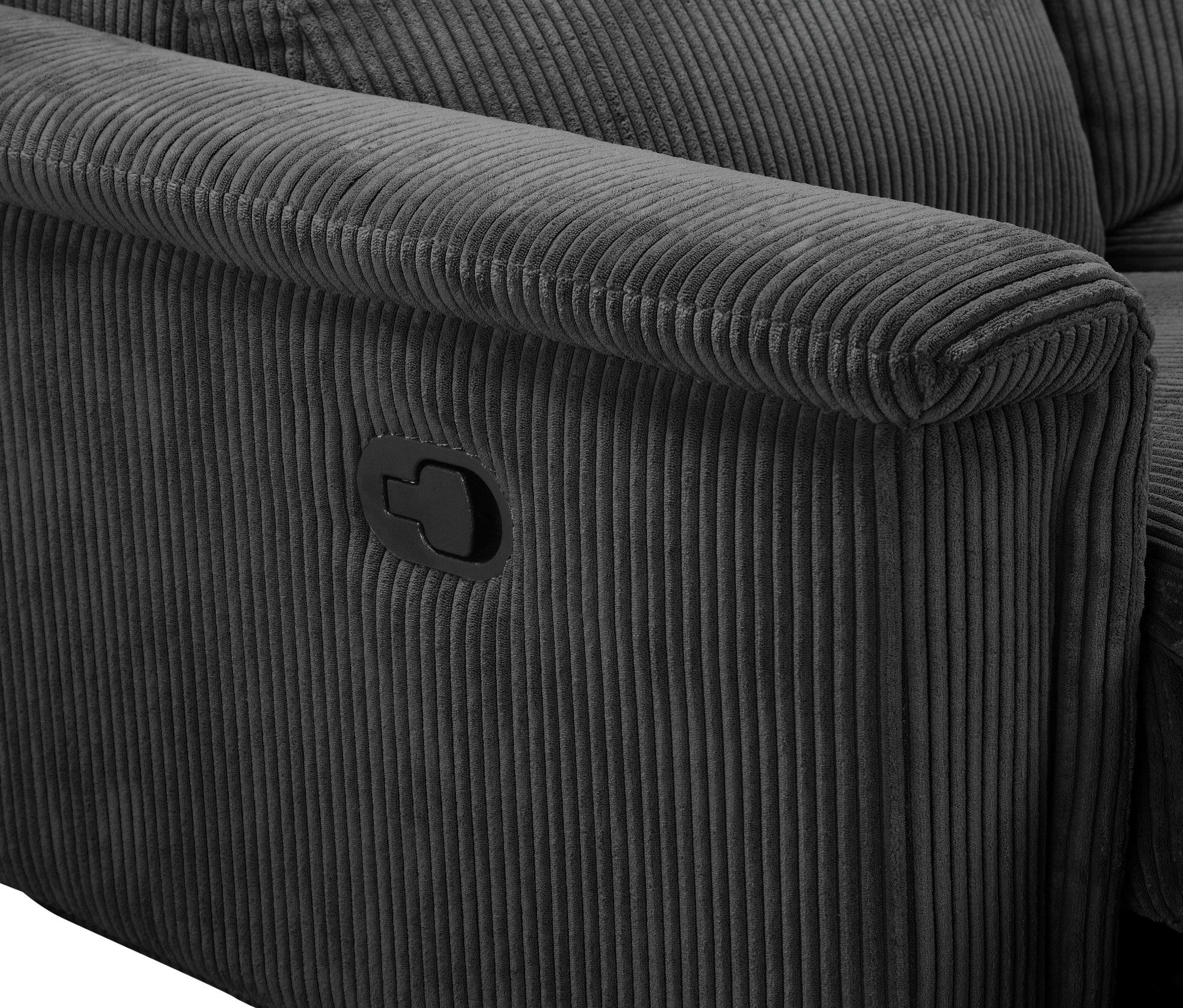 Places of Style 3-zitsbank Lund Cord, met handmatige of elektrische relaxfunctie in 2 zitplaatsen