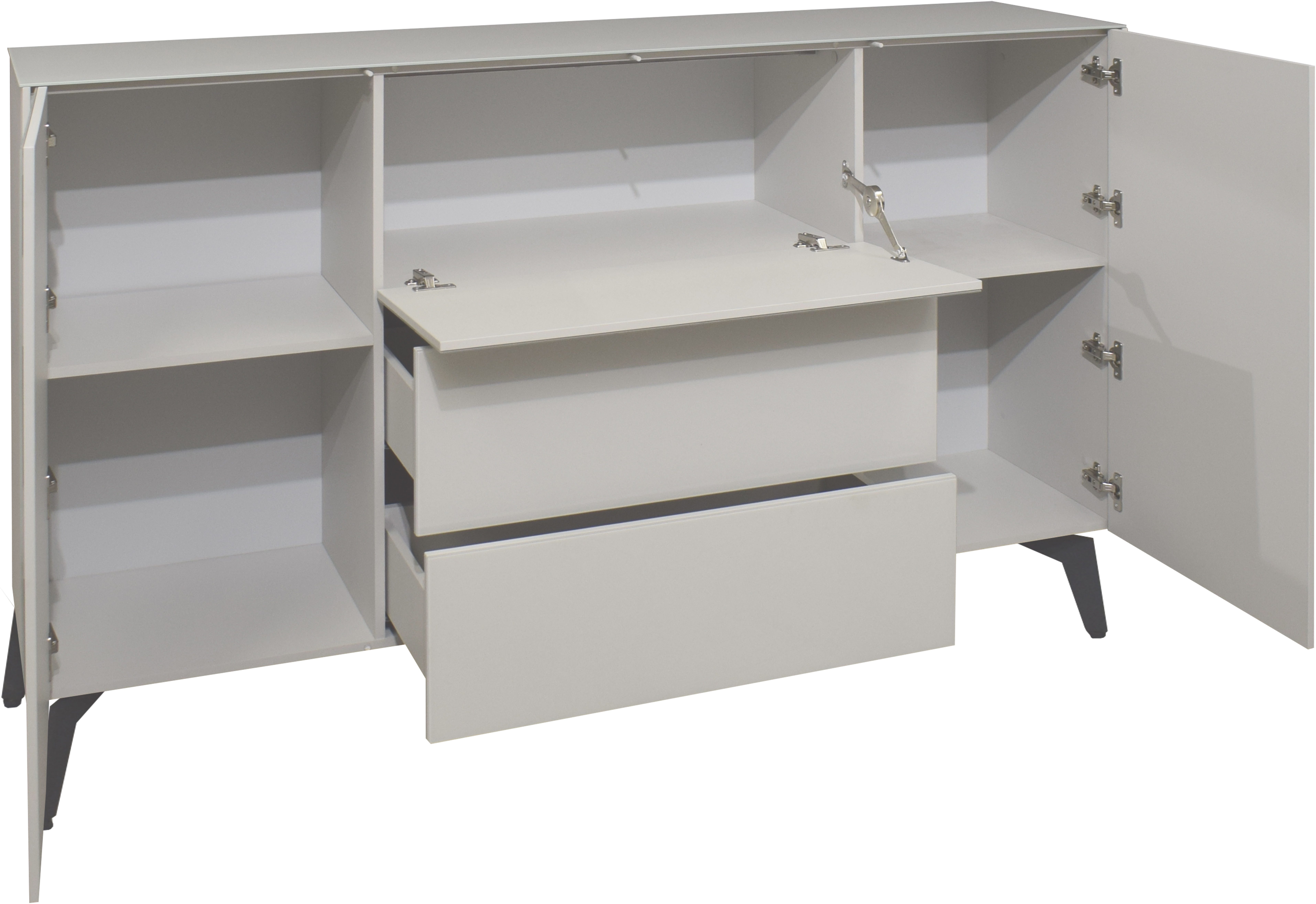 Mäusbacher Kast Imola BESTSELLER! Commode met glasfront en glazen bovenblad