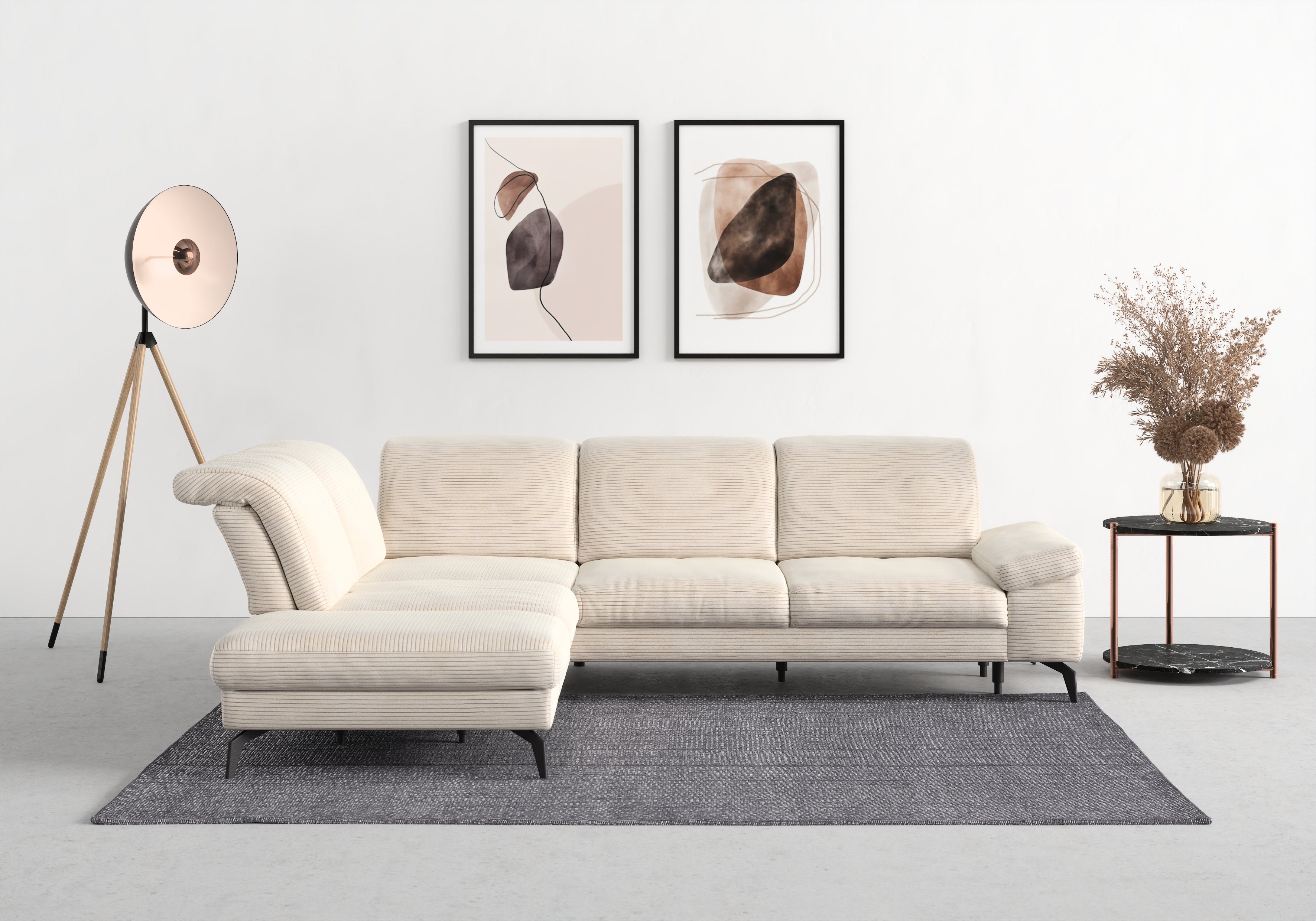 sit&more Hoekbank Cabana L-vorm Ottomane, naar keuze met zitdiepte, armleuning- en hoofdeinde , hoekbanken, Met binnenvering-zonder