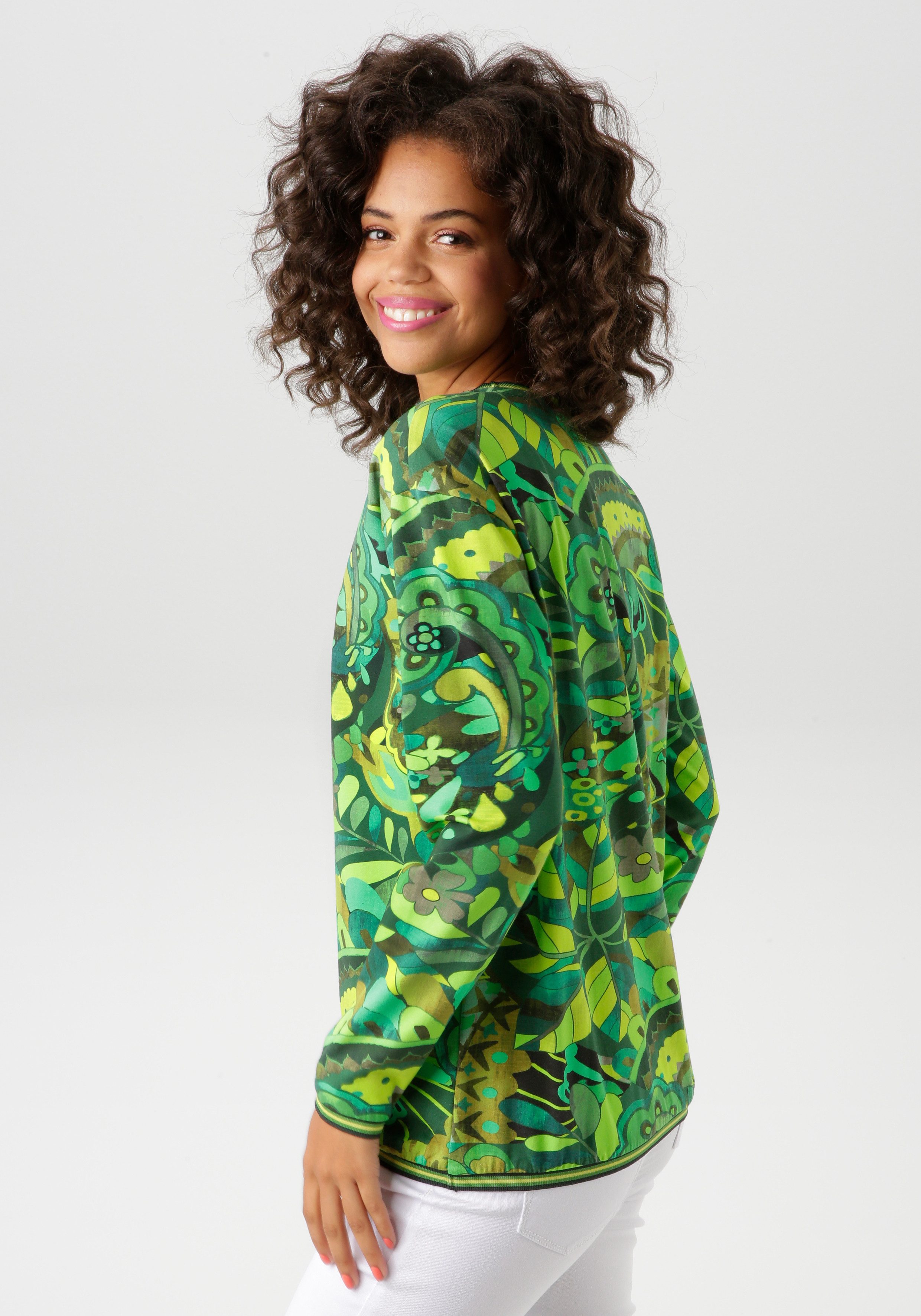 Aniston CASUAL Sweatshirt met extravagante print in batik-design - nieuwe collectie
