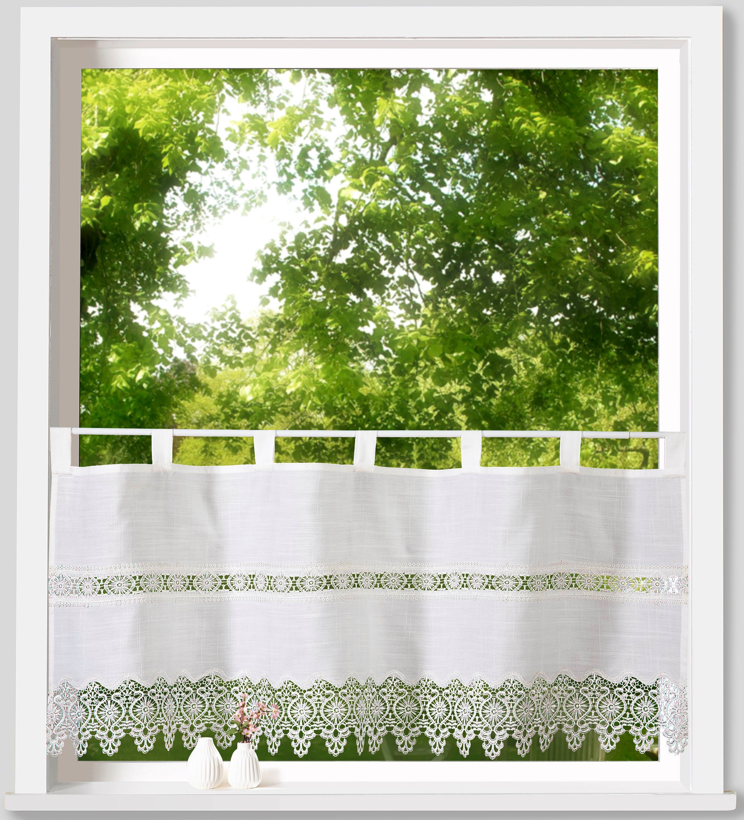 Weckbrodt Valletje Tamino Bistro, gordijn, ondoorzichtig, haakrand en bies, HxB 45x120cm, store (1 stuk)