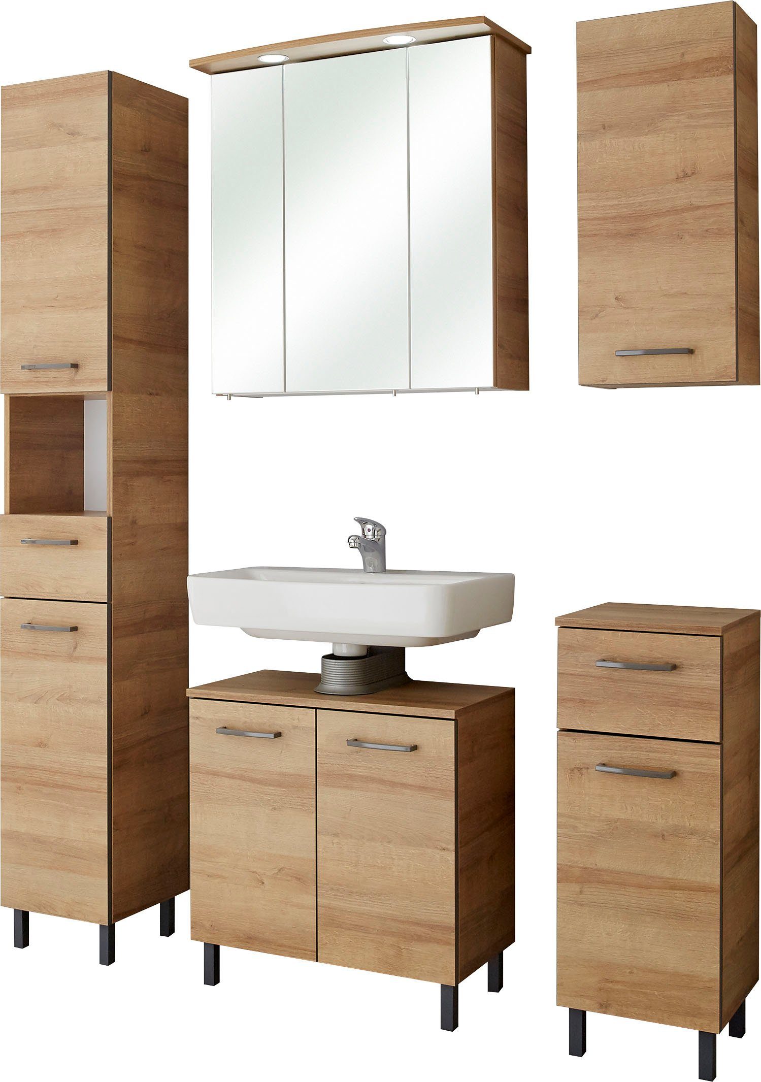 Saphir Wastafelonderkast Quickset 919 Onderkast voor wastafel, Riviera eik kruisnerf imitatie