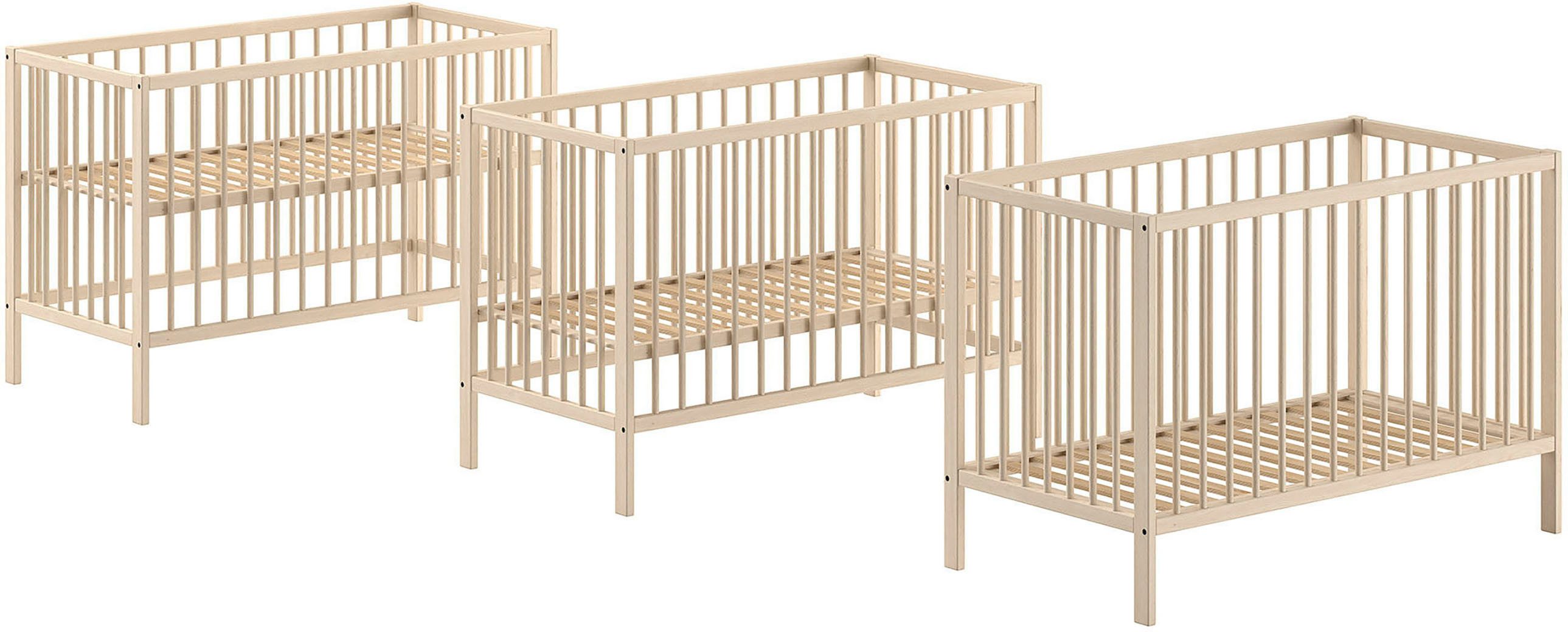 Vipack Ledikantje Dino 60/120 cm met 3-voudig verstelbare lattenbodem, stevige constructie babybedden beige