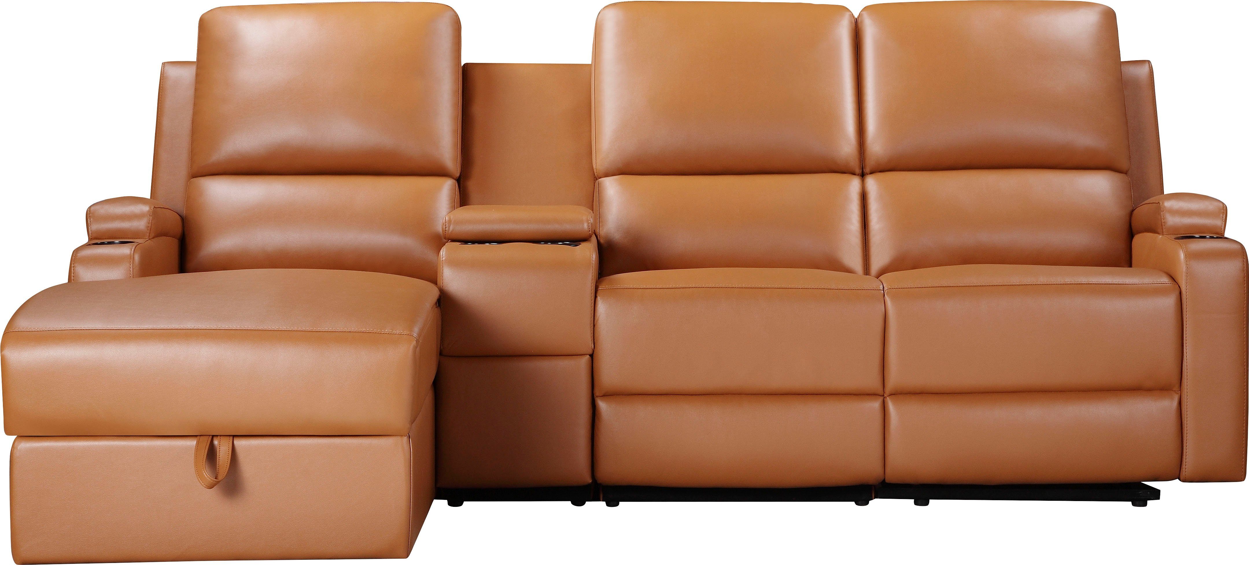Home affaire Hoekbank Napori multimediabank, 3 bioscoopstoelen XXL, L-model, Bioscoopbank met relaxfunctie, bekerhouder, opbergvak en opbergbox