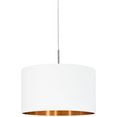 eglo hanglamp pasteri wit - oe38 x h110 cm - excl. 1x e27 (elk max. 60 w) - hanglamp van stof - hanglamp - eettafellamp - lamp voor de woonkamer - lamp met textielen kap - slaapkamerlamp - eettafel - hanglamp wit