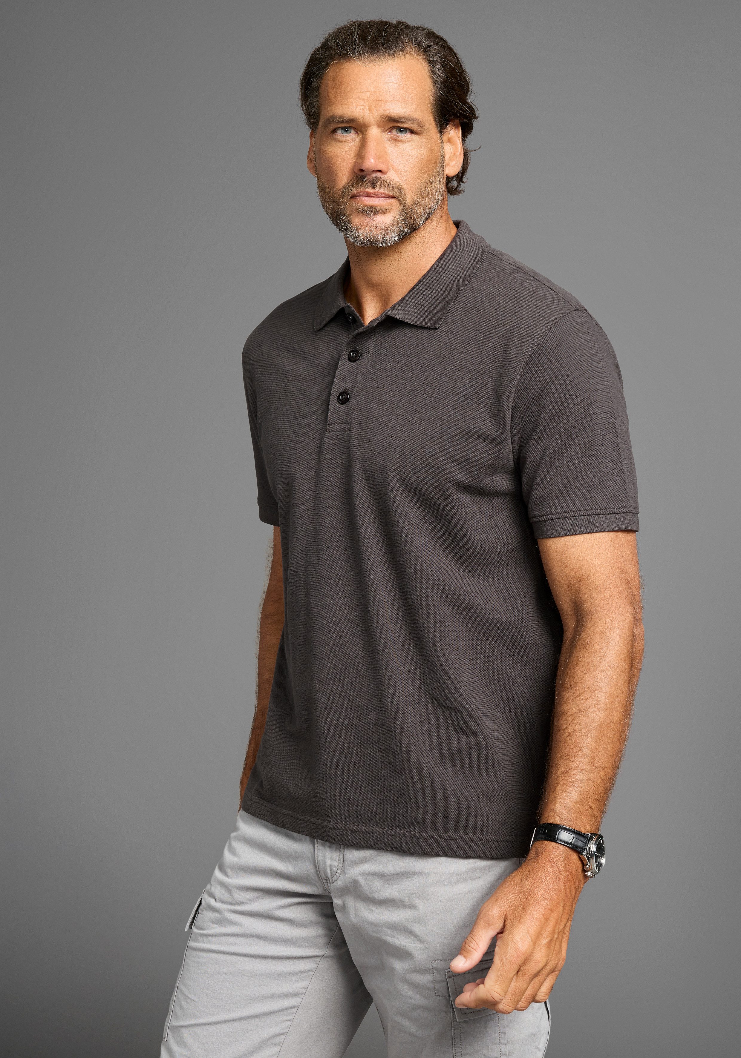 Man's World Poloshirt Korte mouwen, losse pasvorm, effen