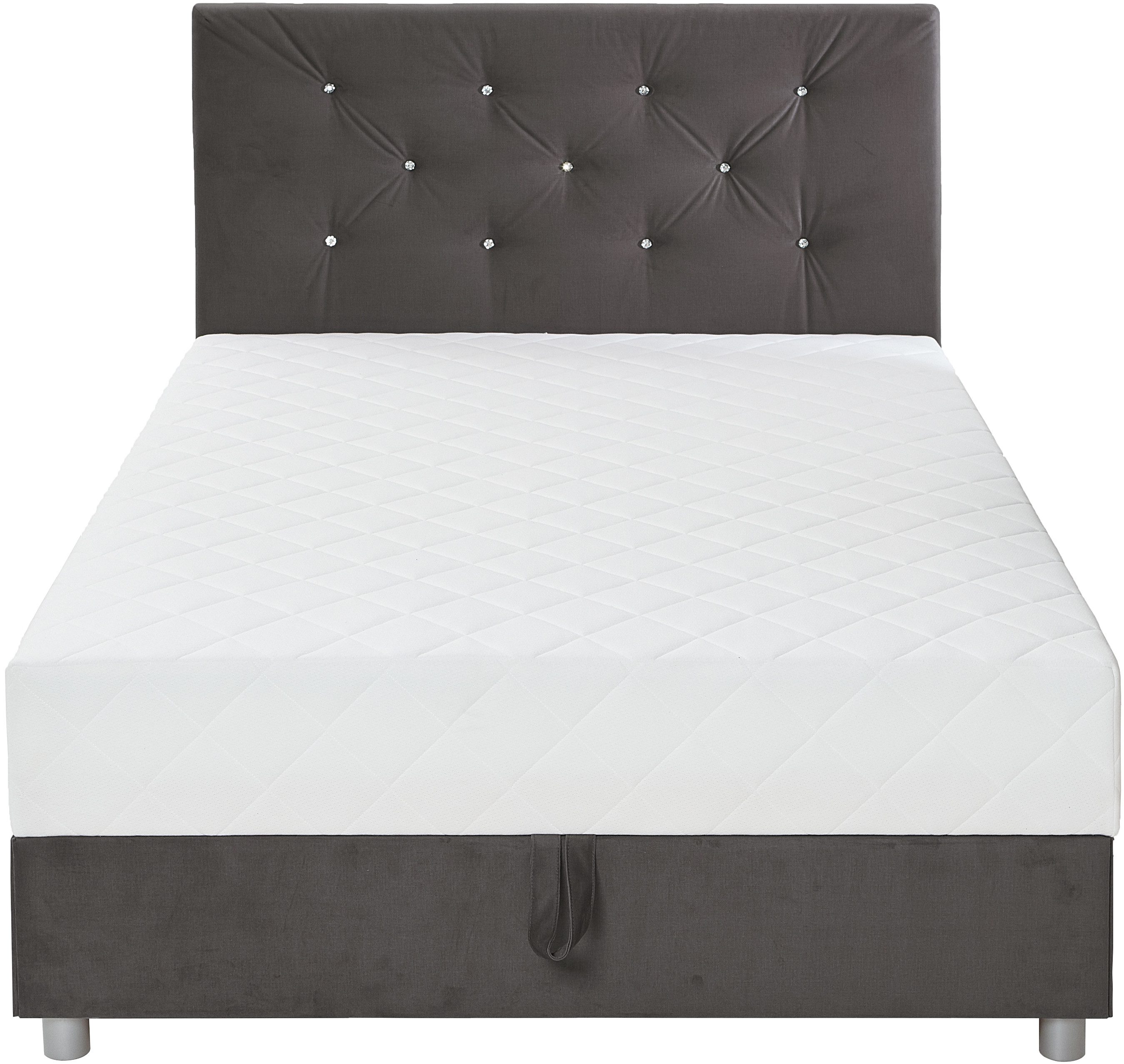 ATLANTIC home collection Boxspring CELIA in hoogwaardige fluweellook met pocketveringsmatras, bedkist en strassteentjes