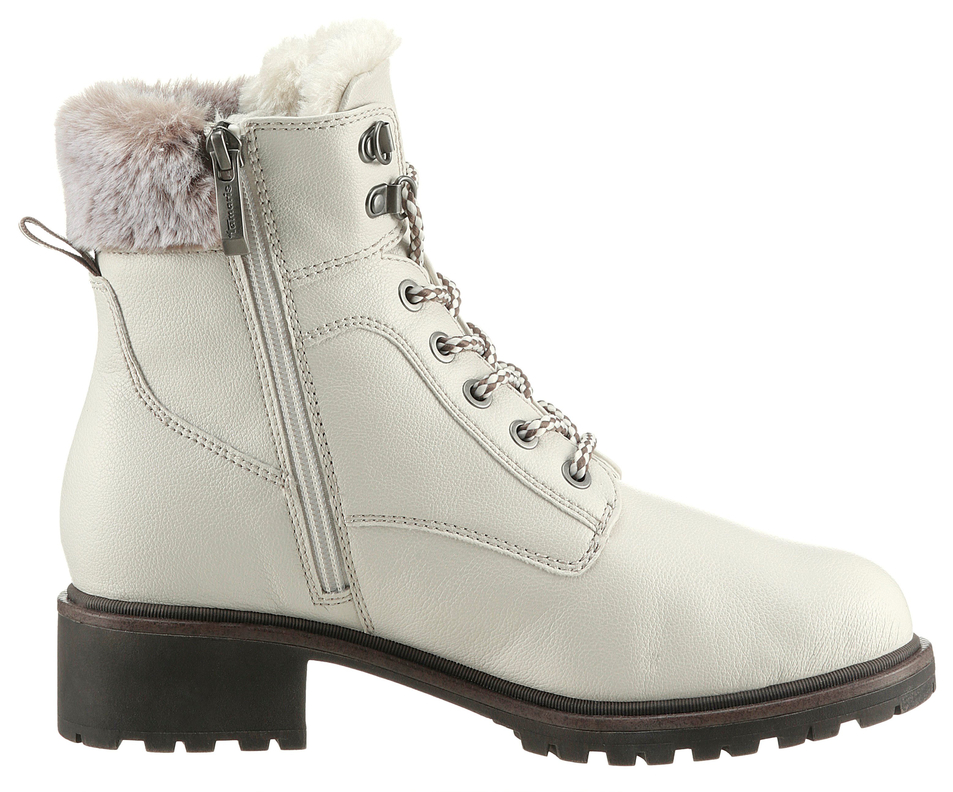 Tamaris Winterlaarzen hakken, winter-enkellaars, veterschoenen in vegan-verwerking