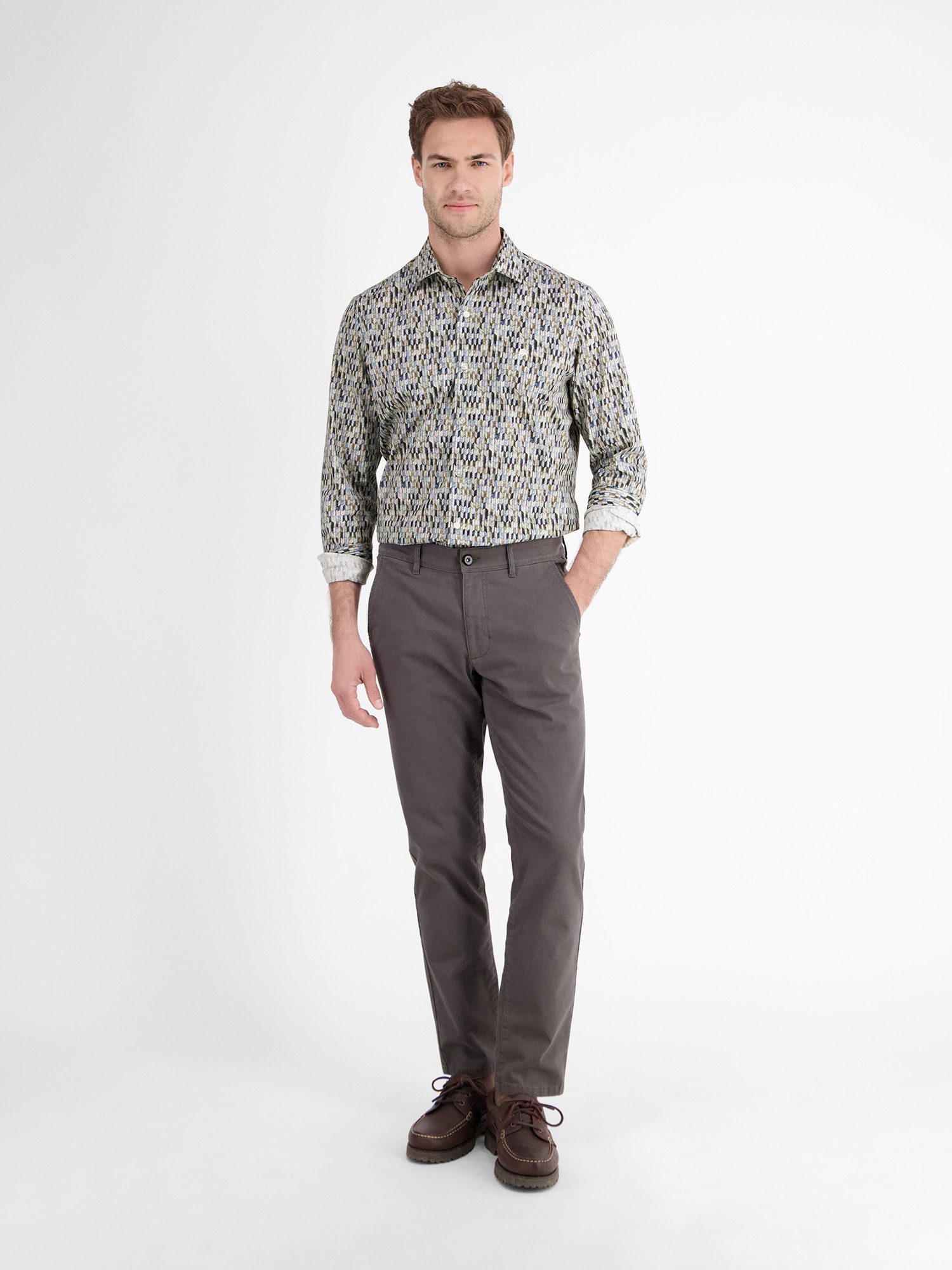 Lerros Overhemd met lange mouwen LERROS Poplin-Heren overhemd met design print