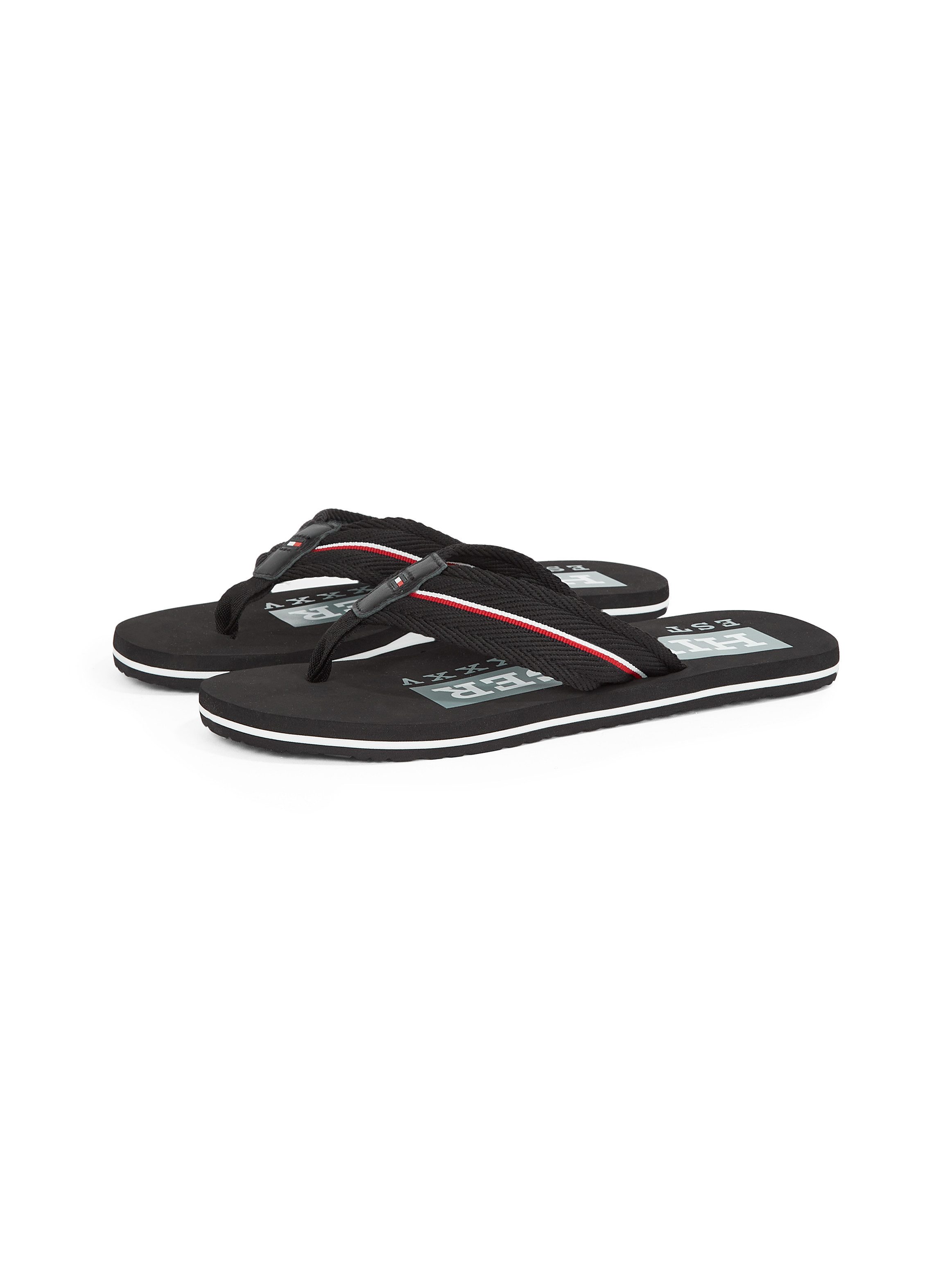 Tommy Hilfiger Teenslippers CORPORATE HILFIGER BEACH SANDAL , dianette, zomerschoen, flats, comfort-schoen met strepen
