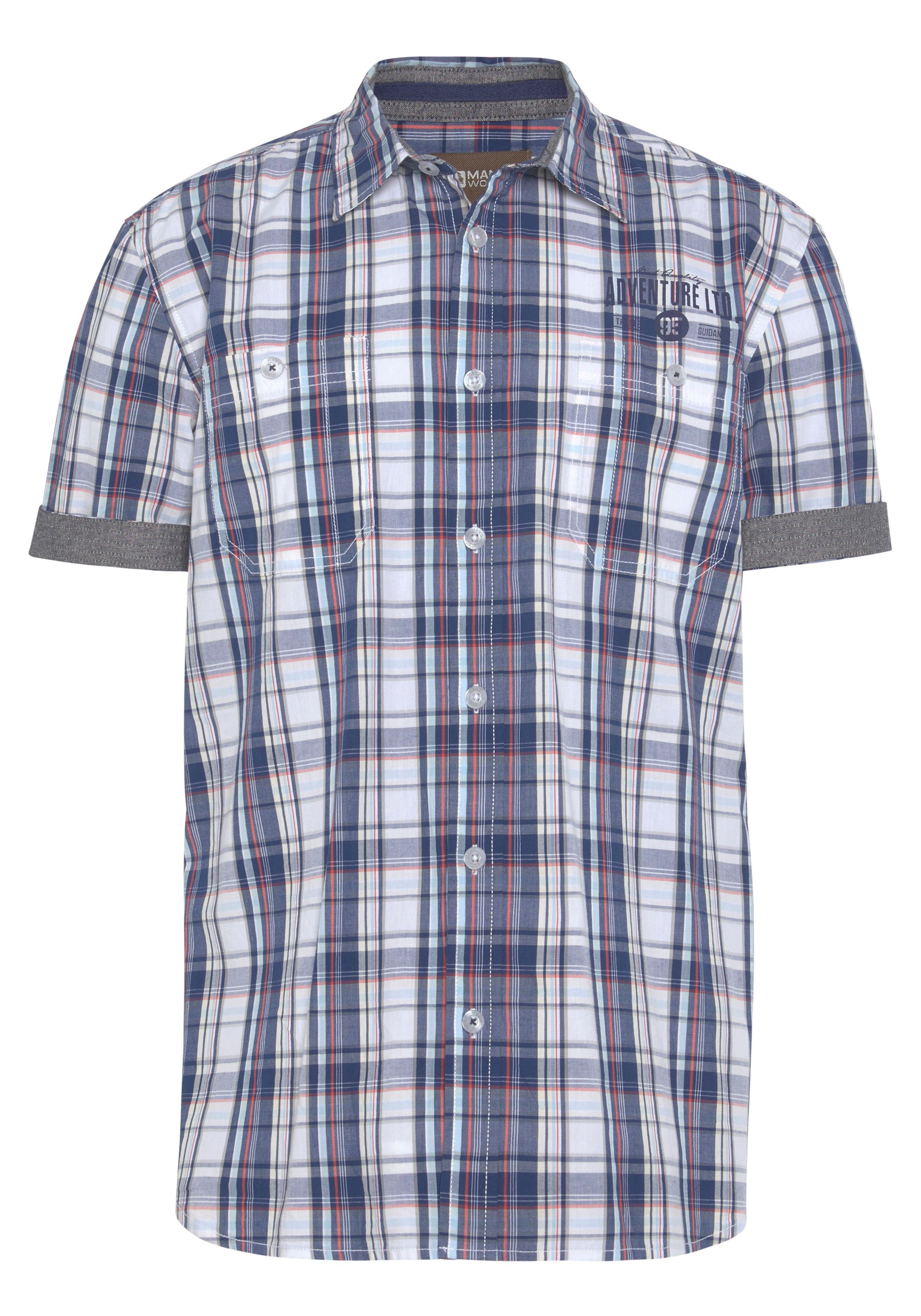 Man's World Overhemd met korte mouwen met kleine print op de borst