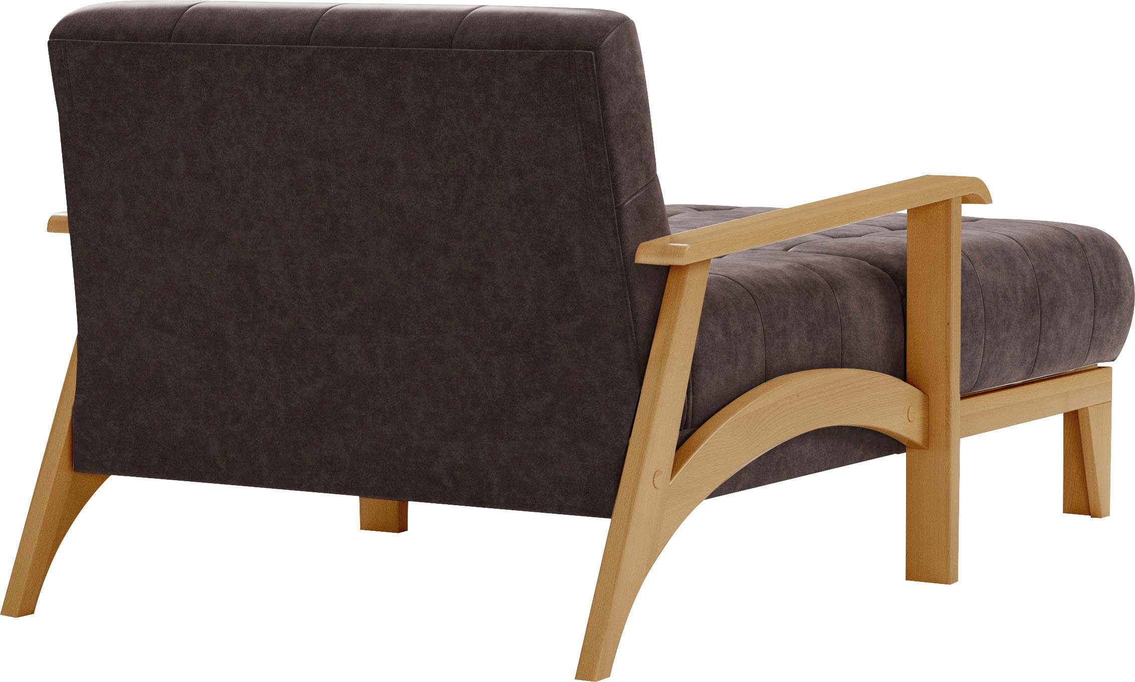 sit&more Récamier Billund Armleuningen van eikenkleurig beukenhout, verschillende bekledingen en kleuren