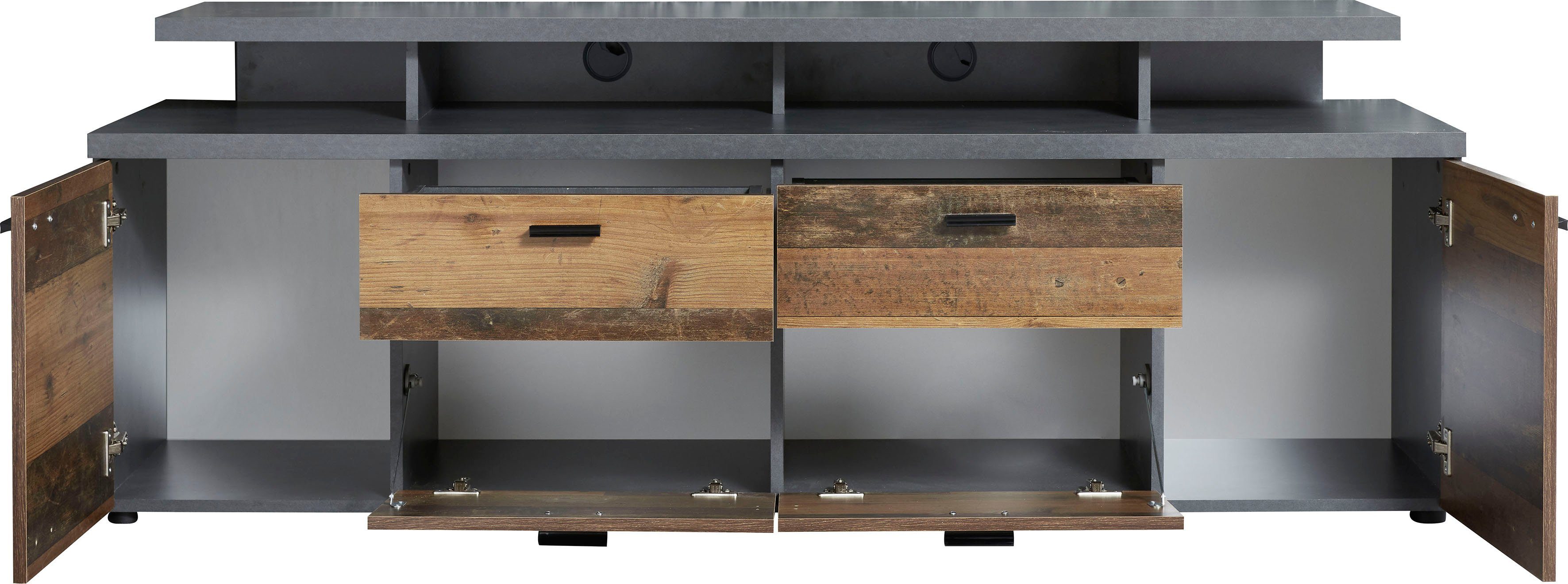 INOSIGN Tv-meubel Messina Lowboard met TV-opzetstuk - Voor televisies tot 60 inch (1 stuk)