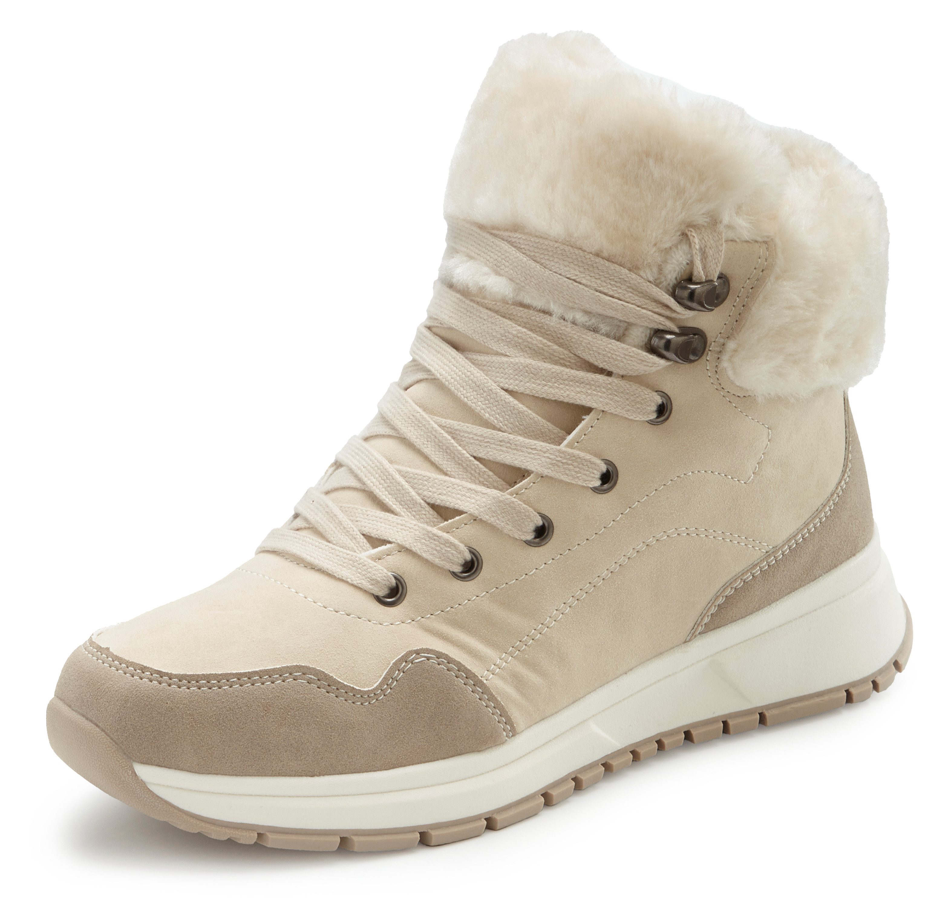 Lascana Winterlaarsjes High top sneaker, veterschoen, boots, laars van waterafstotend materiaal met warmfutter vegan