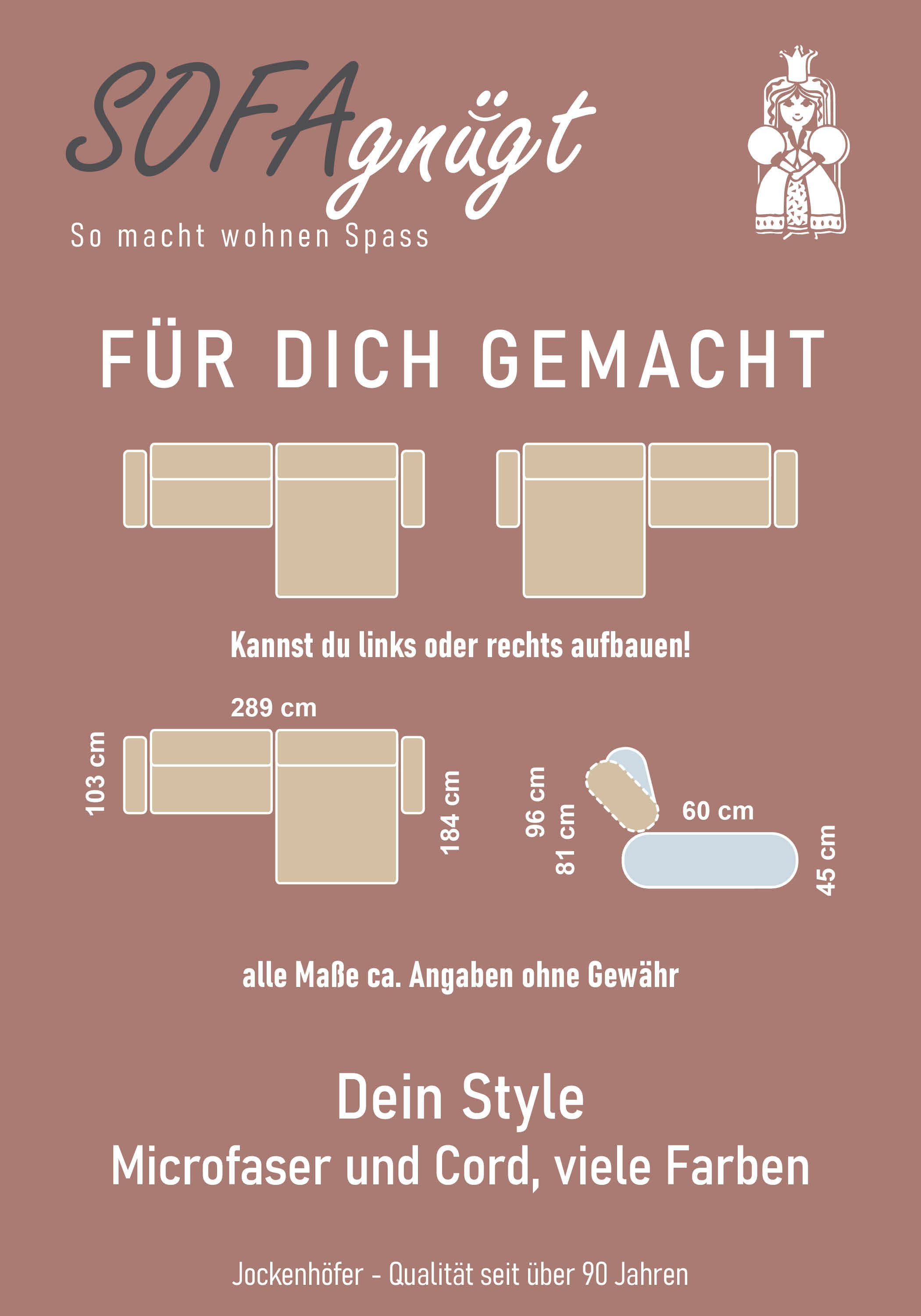 Jockenhöfer Gruppe Hoekbank Double One L-vorm met 2 x 120 cm brede, elektrisch verstelbare relaxfuncties