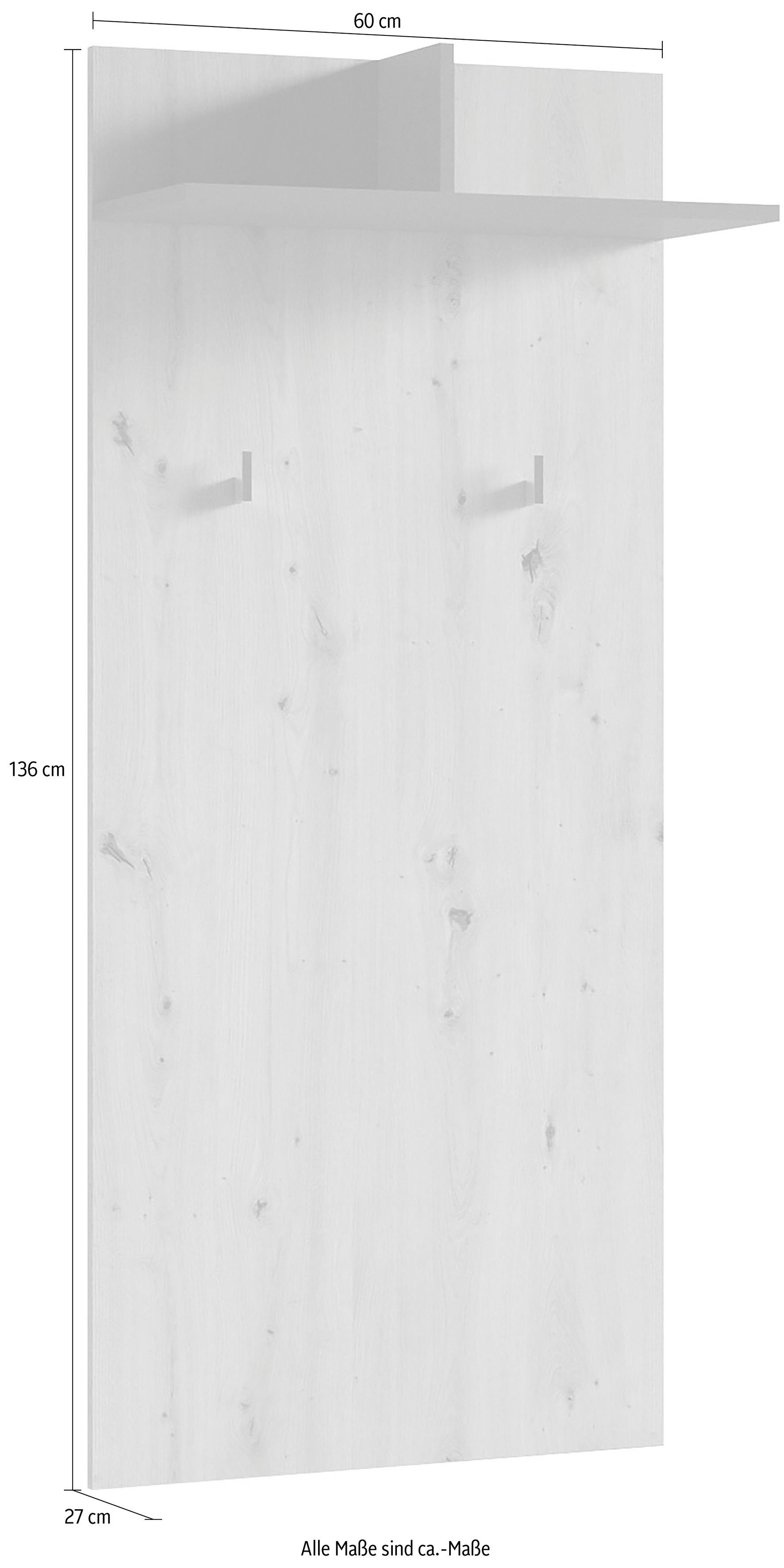 INOSIGN Kapstokpaneel Ben Breedte 60 cm, met kapstokhaken en planchet (1 stuk)