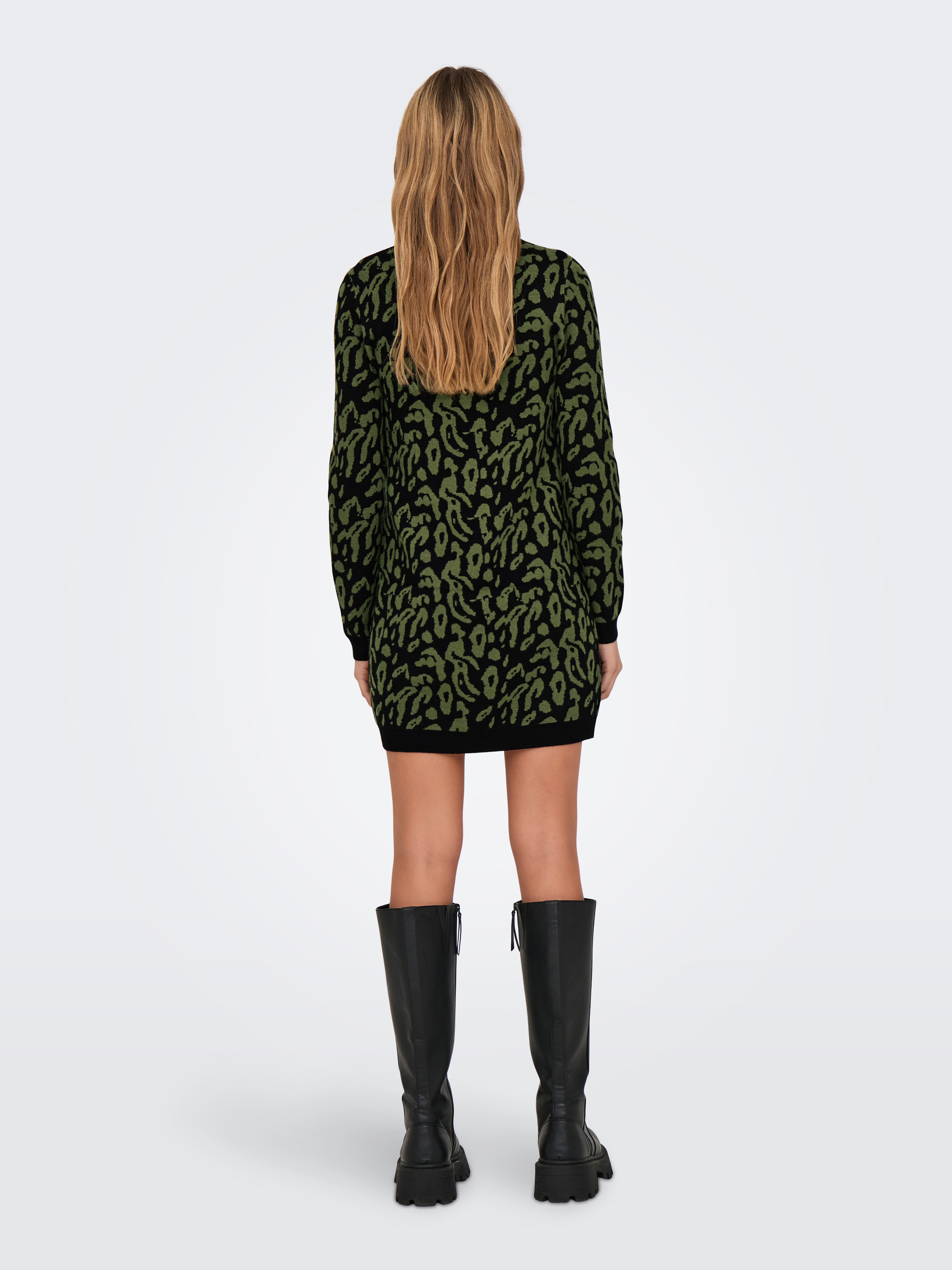 Only Gebreide jurk ONLJENNI LS ANIMAL DRESS EX KNT