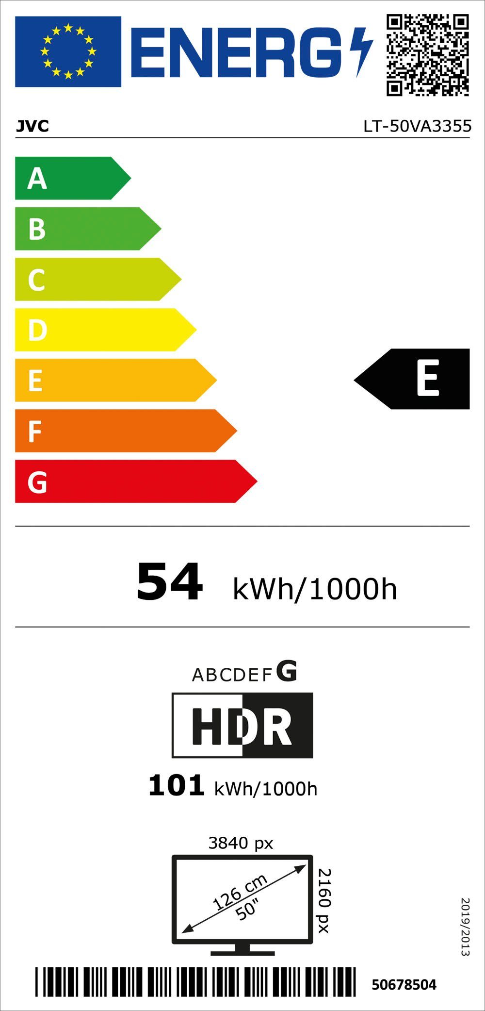 JVC Led-TV LT-50VA3355, 126 cm / 50", 4K Ultra HD, Android TV - Smart TV