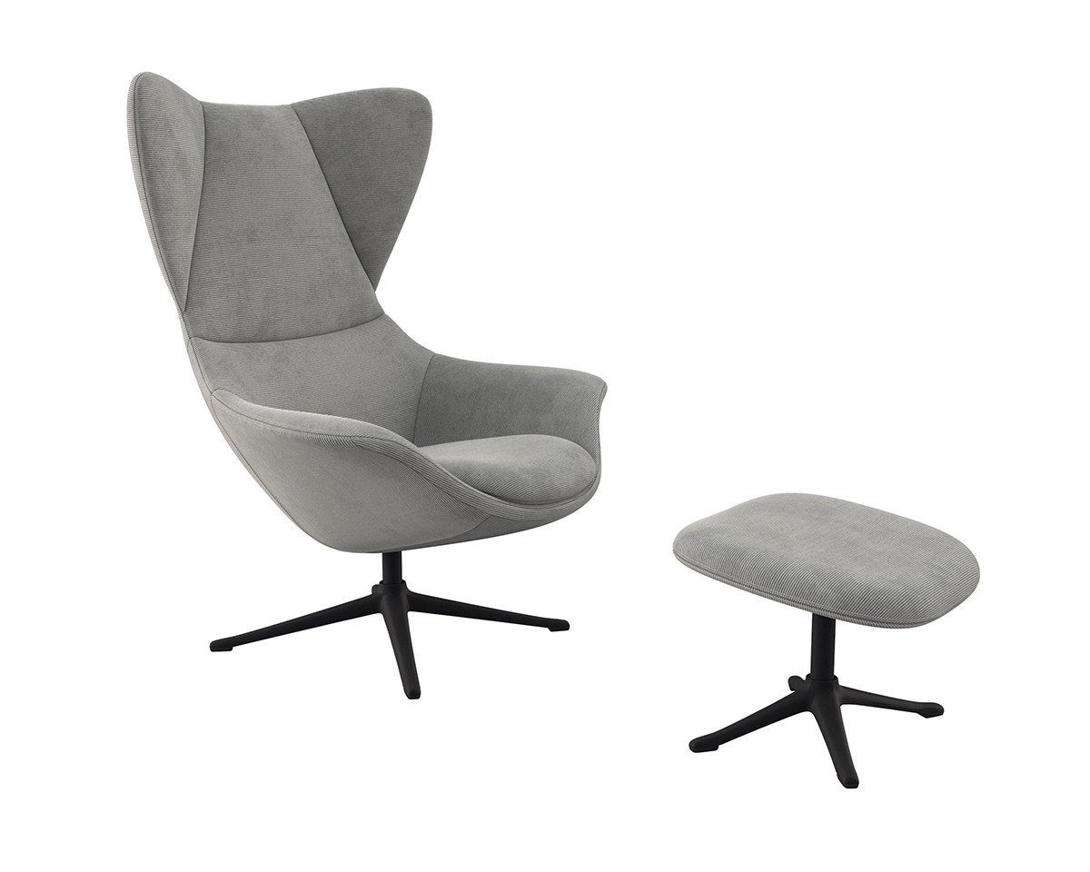 FLEXLUX Oorfauteuil Stilo relaxstoel, TV-stoel Solitaire, stijlicoon, draaibaar, zwarte poot