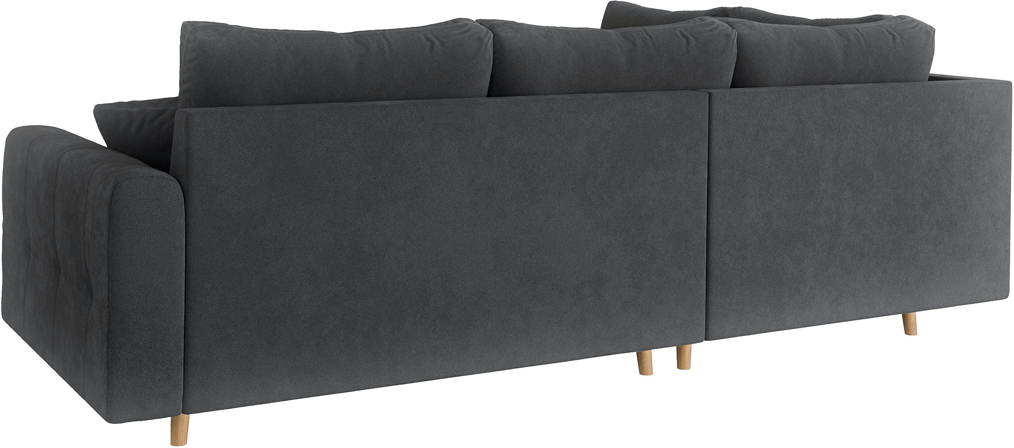 Home affaire Hoekbank CHARRE L-vorm met ottomane, afmetingen B/D/H: 231/161/81 cm fijne stiksels, losse rug- en sierkussens, ook in cord en bouclé