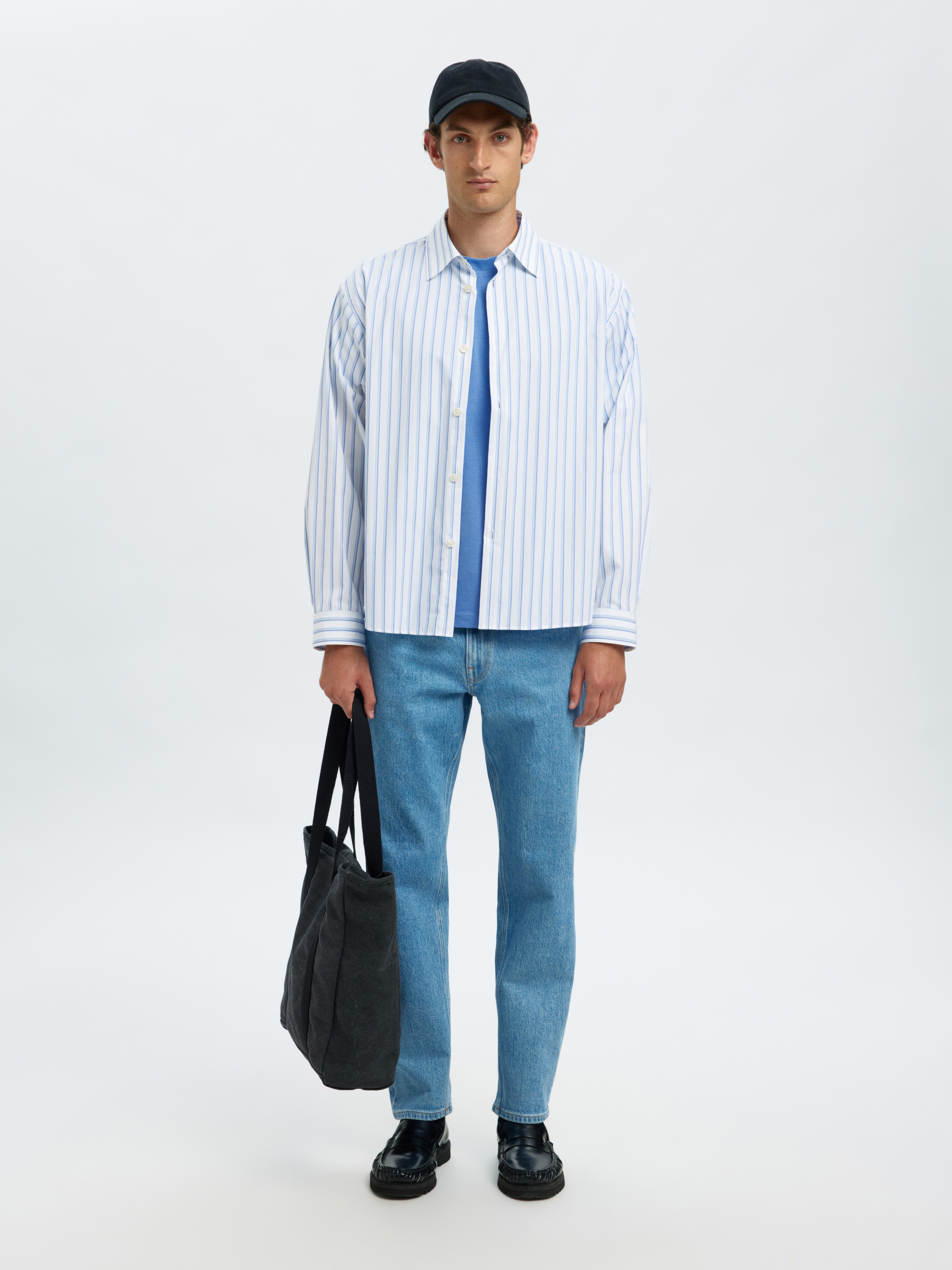 SELECTED HOMME Shirt met ronde hals SLHLOOSEOSCAR SS O-NECK TEE NOOS