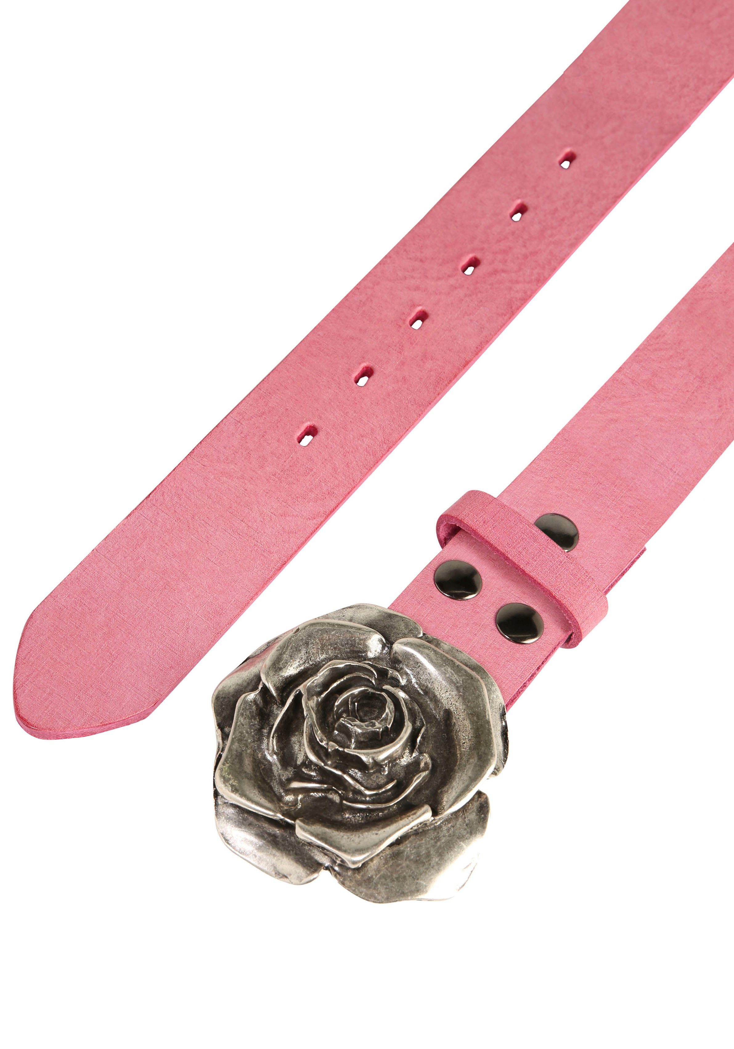 RETTUNGSRING by showroom 019° Leren riem met verwisselbare sluiting "roos"