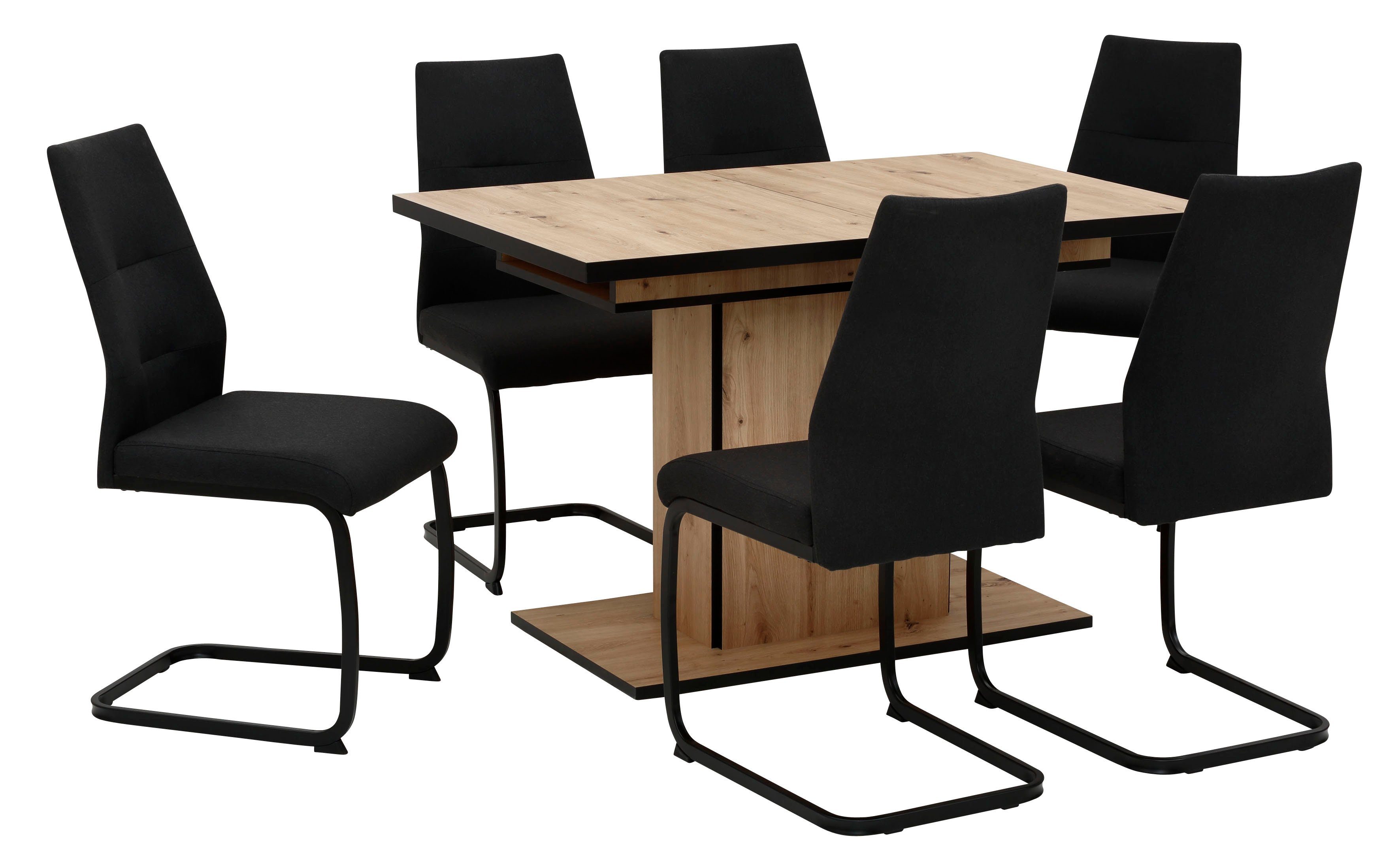 HELA Eethoek Ariana, TOPSELLER! OTTOs Choice, uitschuifbare eettafel, 6 stoelen Tafel uitschuifbaar 120 -160 cm, draagvermogen 140 KG, comfortabel gestoffeerd (set, 7-delig)