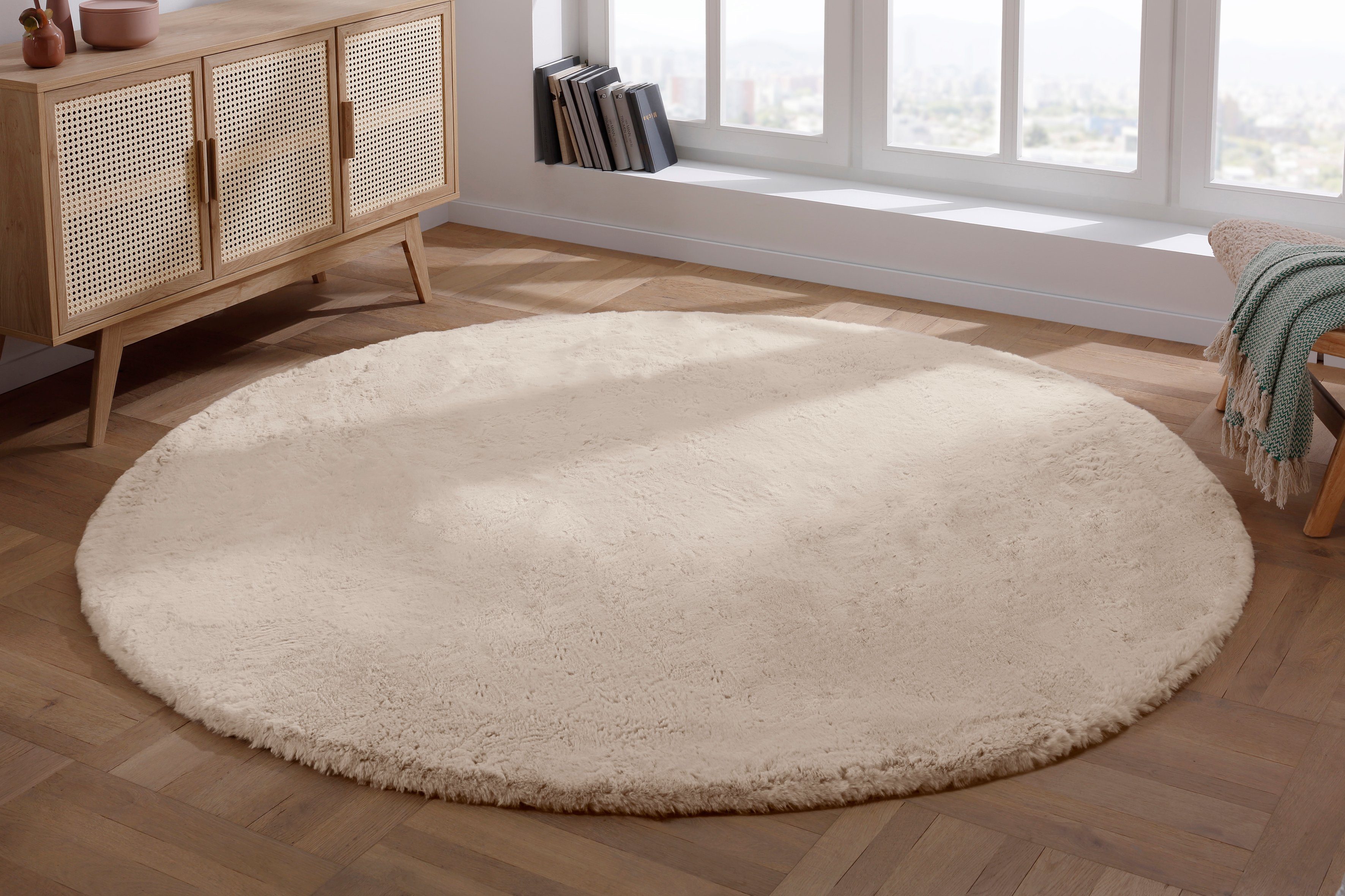 my home Vachtvloerkleed Rabbit, imitatiebont, konijnenbont-gevoel, microvezel, bijzonder hoog en pluizig, woonkamer, slaapkamer, kinderkamer