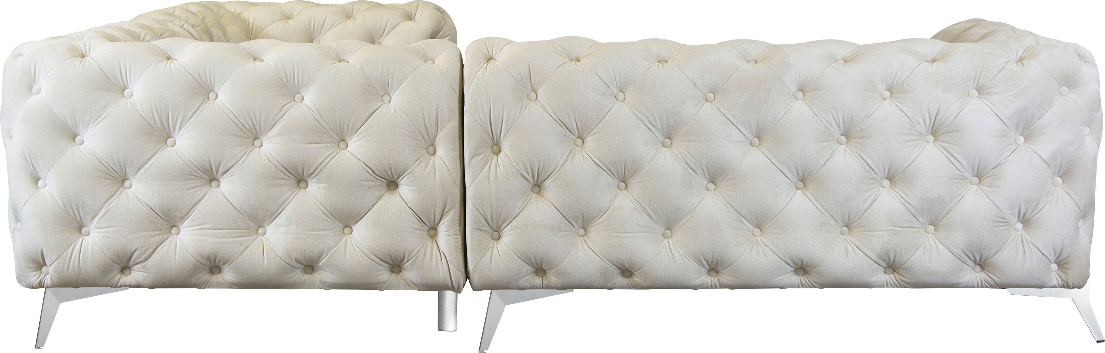 Leonique Chesterfield-bank Amaury L-vorm Chesterfield-look, bxd elk 262 cm, kleur van de poten ter keuze