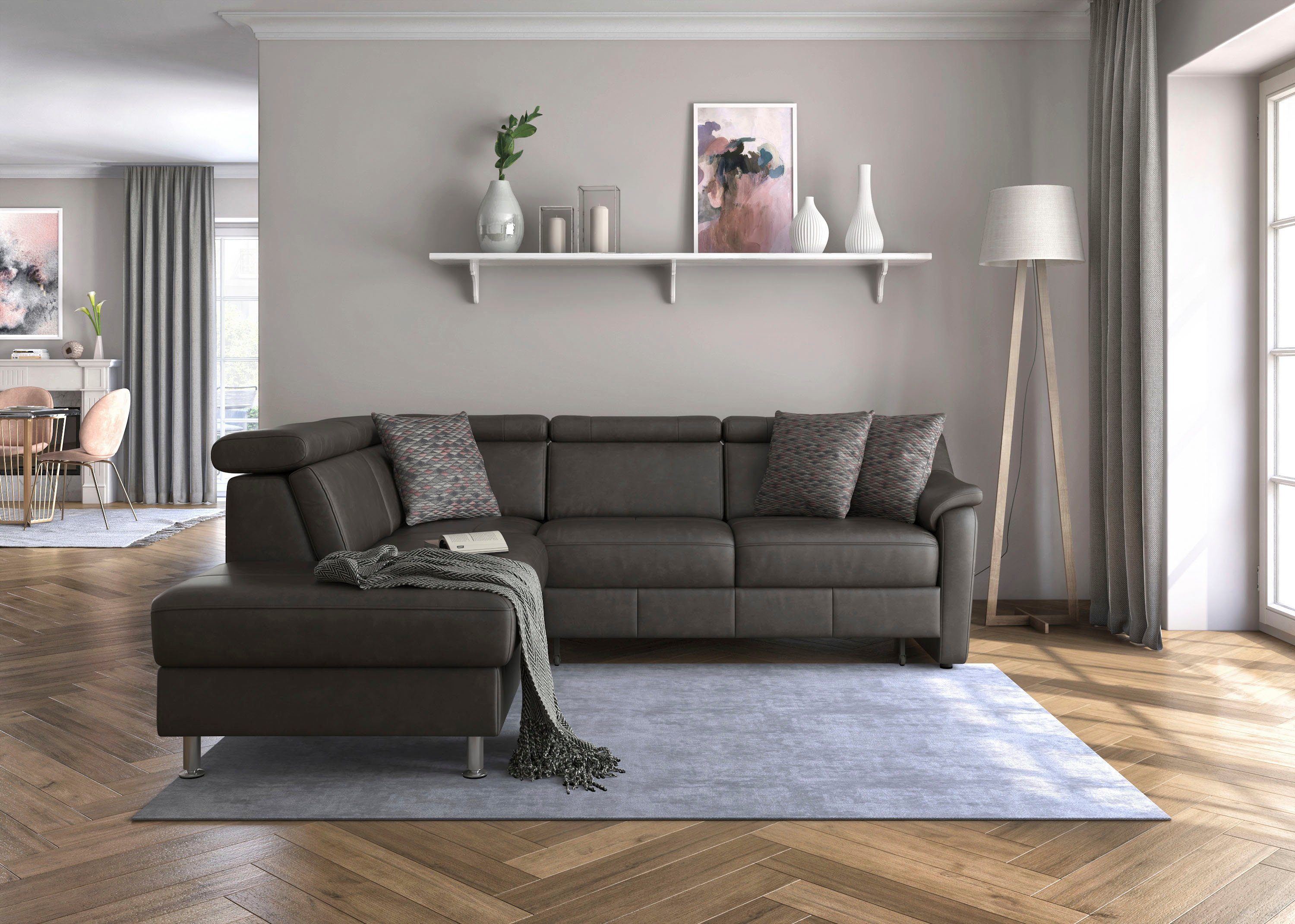 sit&more Hoekbank Freetown L-vorm met verstelbare hoofdsteun en comfortabele binnenvering