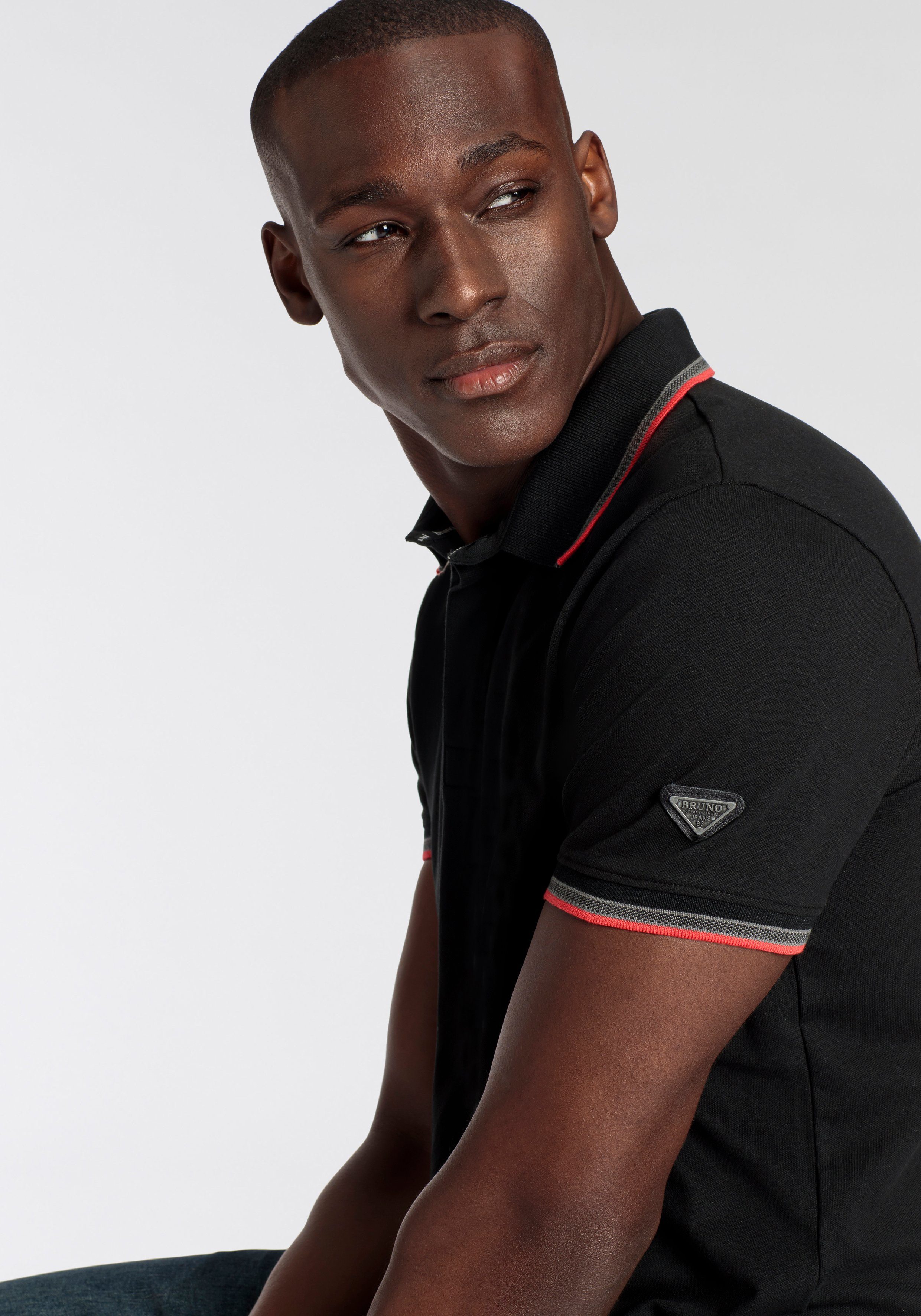 Bruno Banani Poloshirt Korte mouwen, smal gesneden, colourblocking-uitstraling