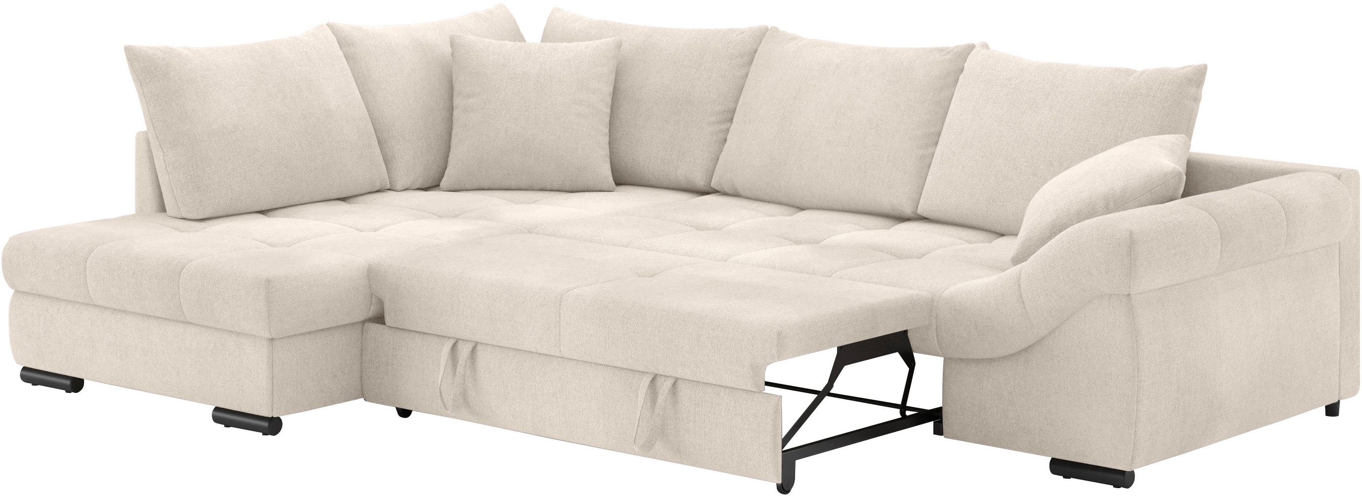 Mr. Couch Hoekbank Allegro DuraFlex, L-vorm Hochschläfer beduitbreiding, koudschuimvering, tot 140 kg belastbaar