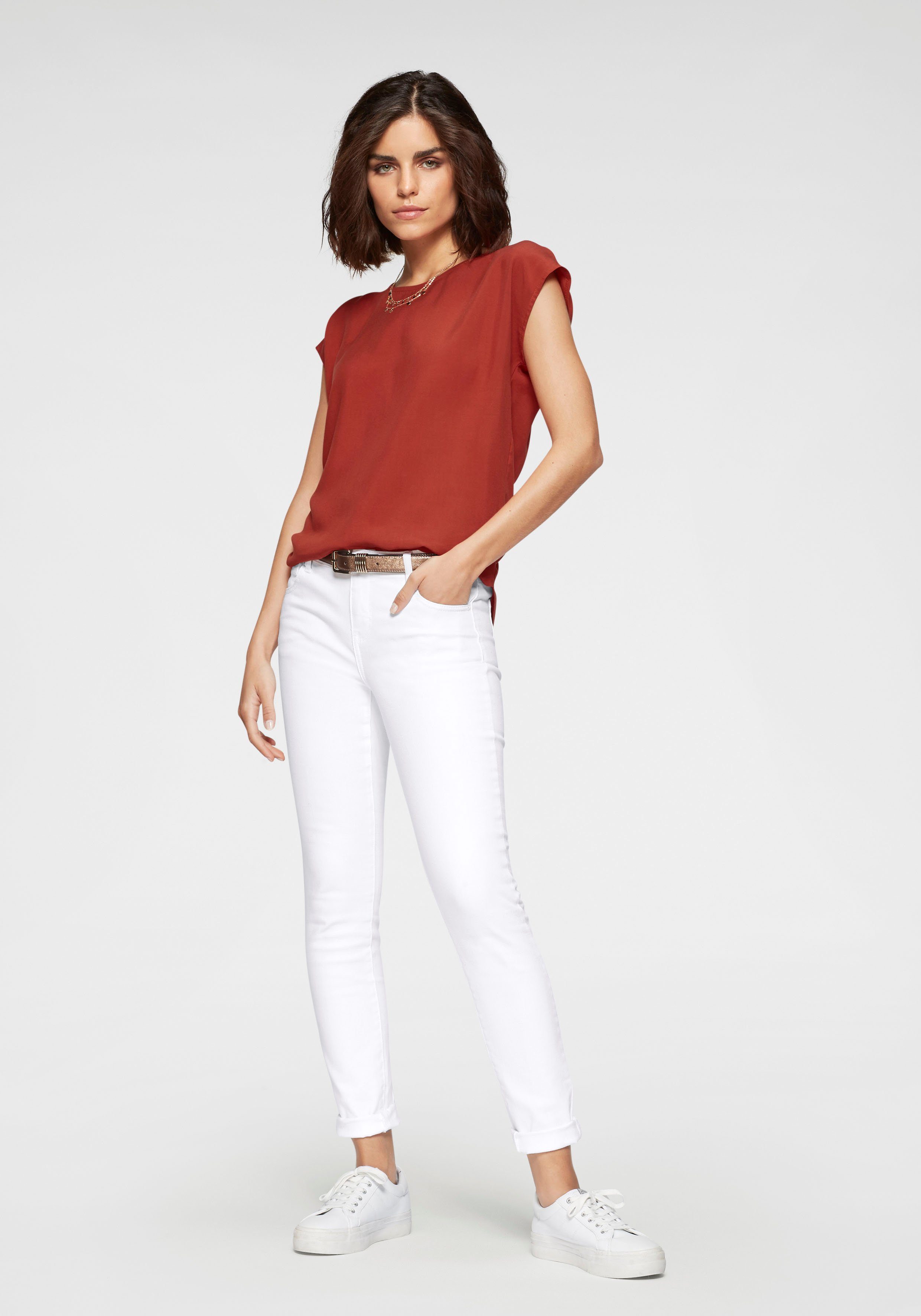 Tamaris Skinny fit jeans smalle broekpasvorm, normale taille, 5-pocket-vorm, used-wassing
