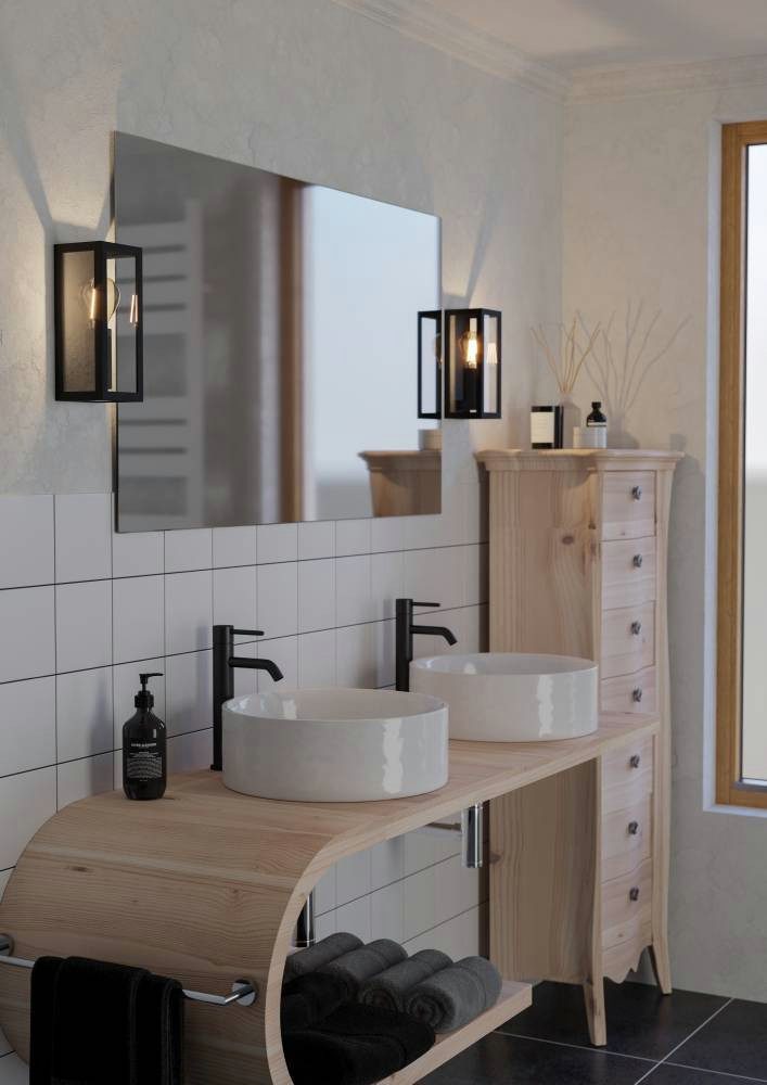 EGLO Wandlamp AMEZOLA Wandlamp, staal en glas, lamp, E27, IP44, slaapkamerlamp (1 stuk)