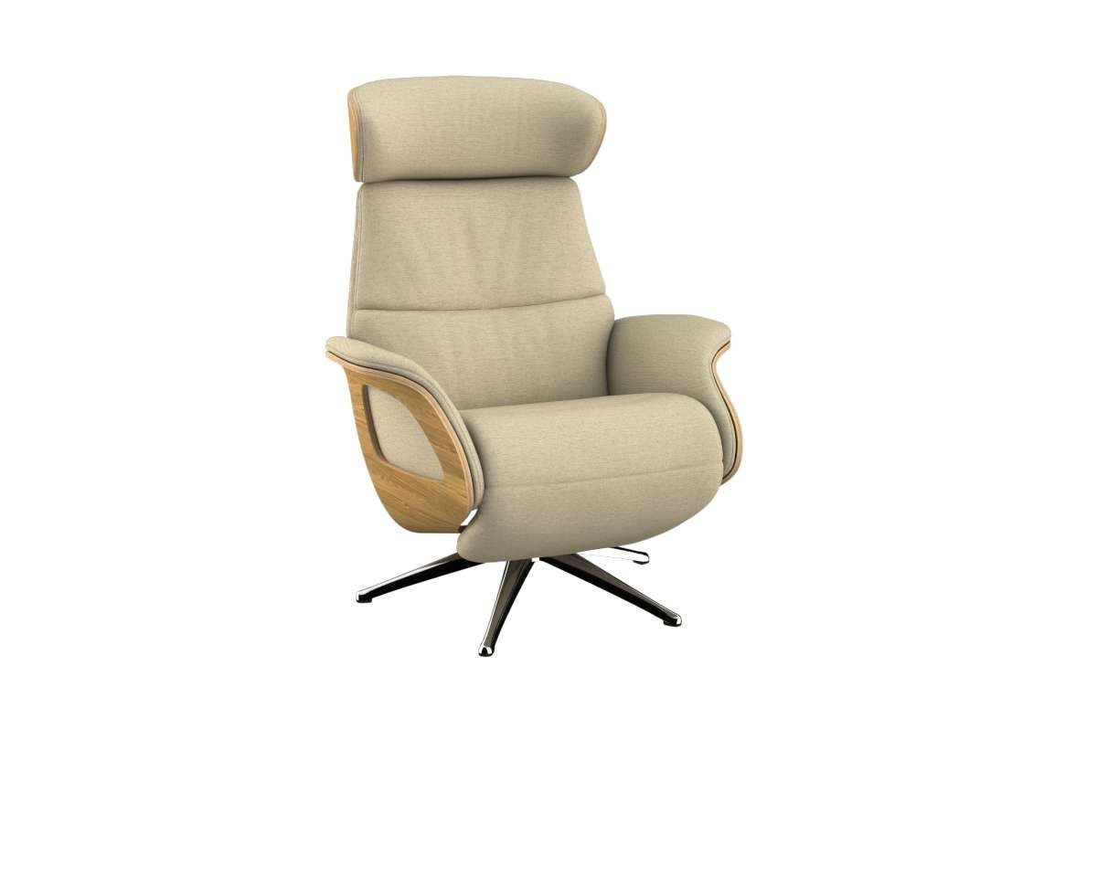 FLEXLUX Relaxfauteuil Clement praktische elektrische fauteuil Maat M, elektrische rug- en voetensteun, accu, armleuning Eiken, aluminium voet