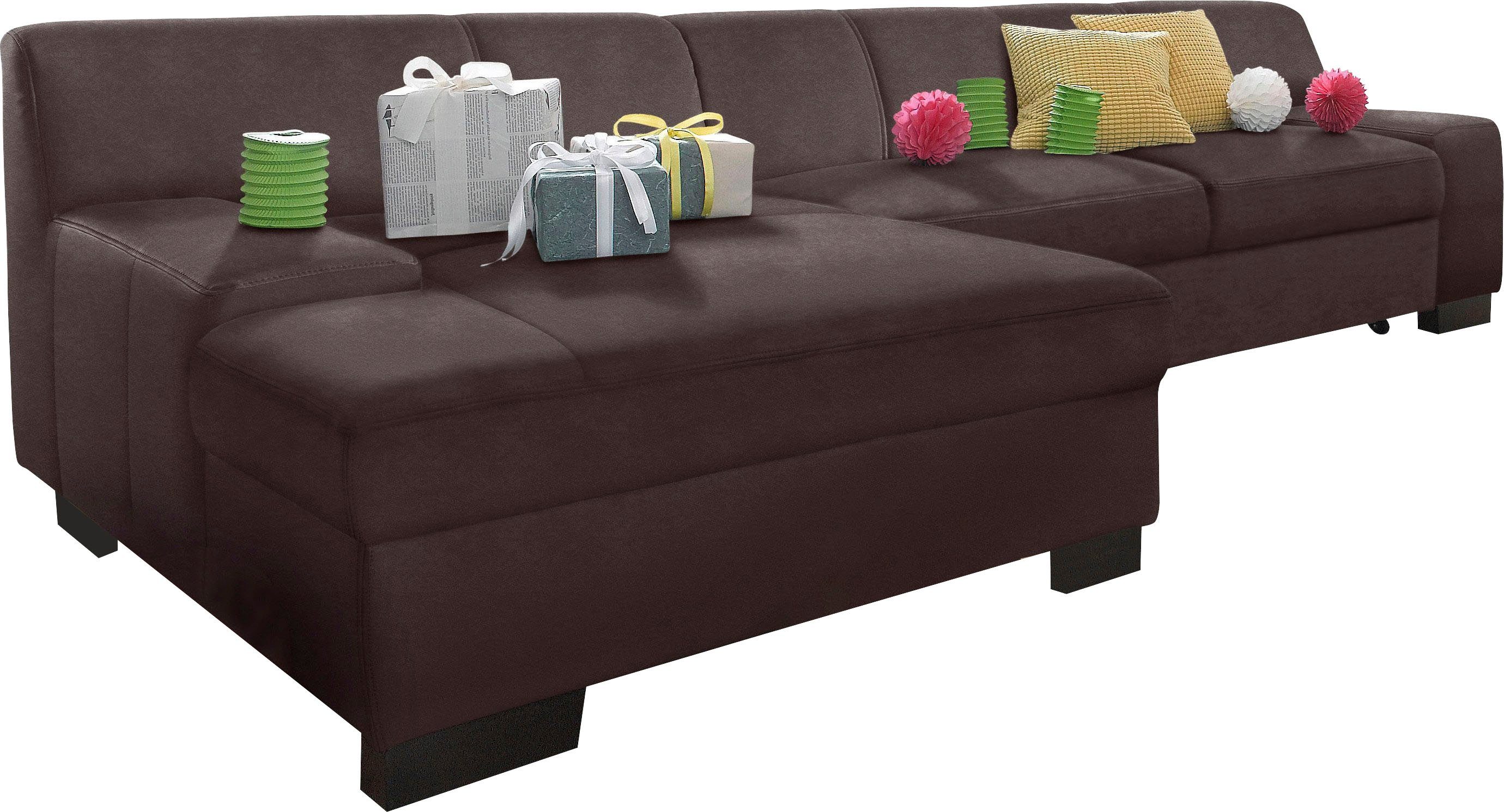 DOMO collection Hoekbank Norma, elegant en modern, met platte armleuningen, L-vorm