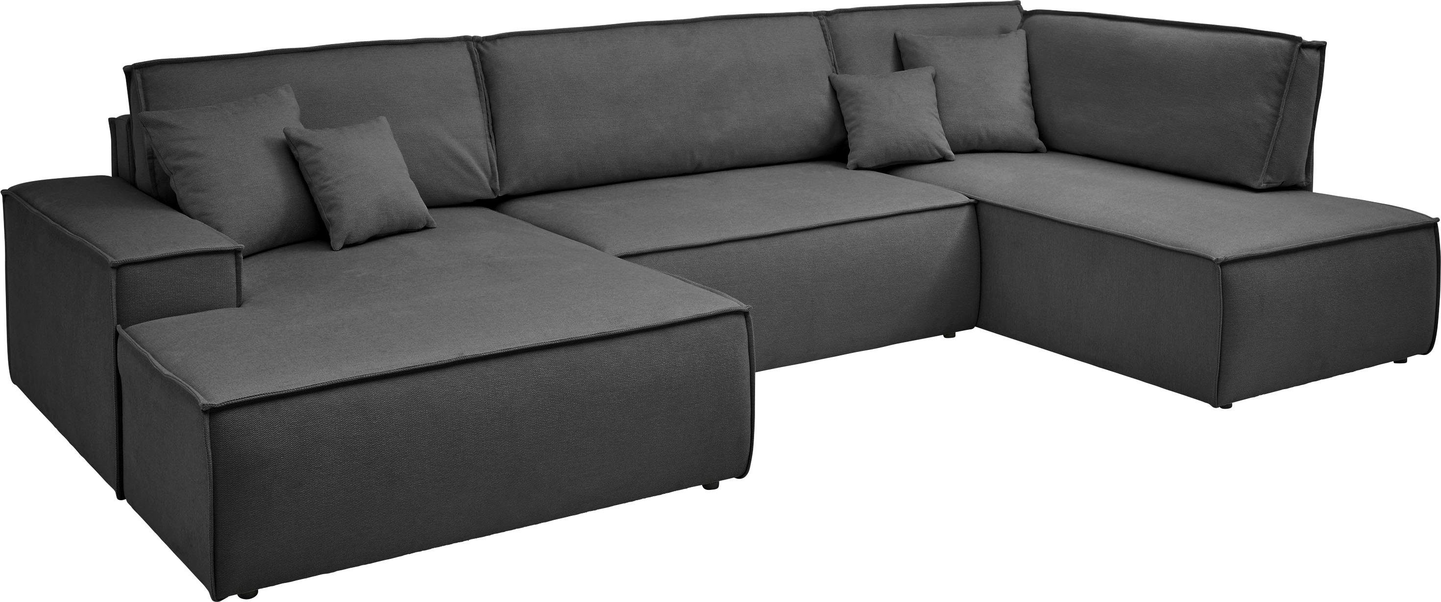 andas Zithoek FINNLEY U-model XXL 329 cm, bedbank, slaapfunctie m. bedkist