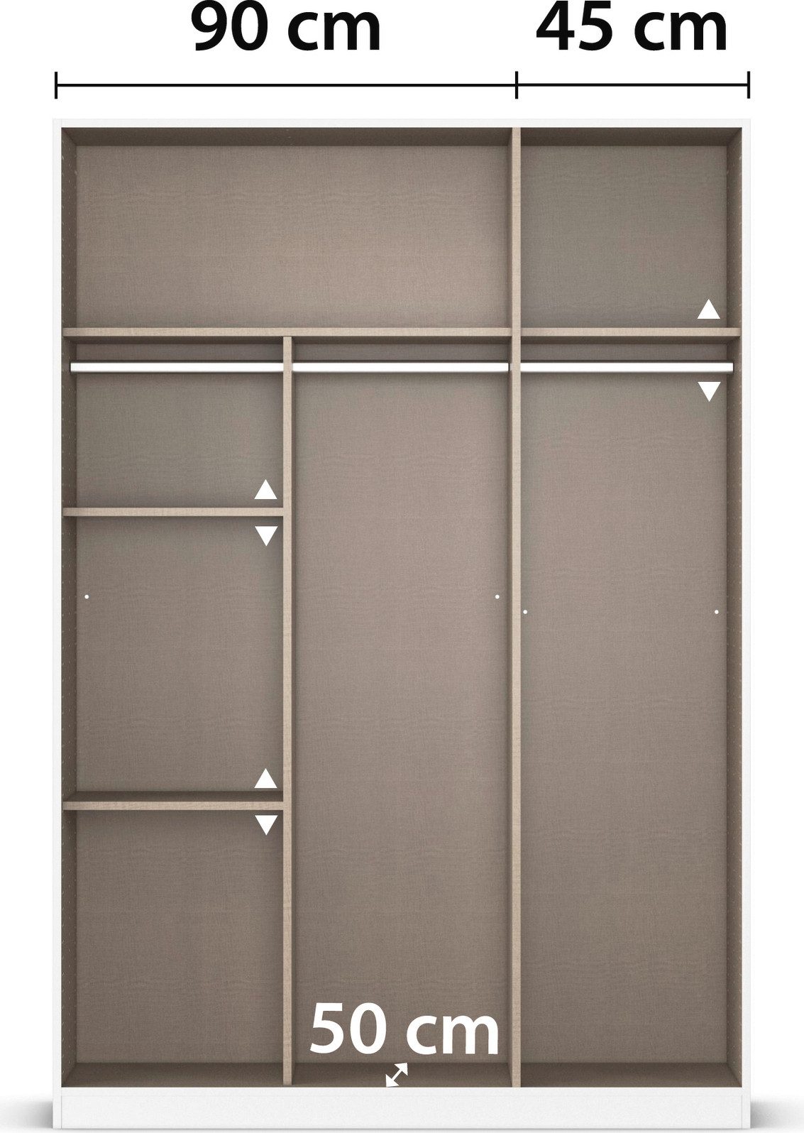 rauch Draaideurkast Reflect met spiegelfront, inclusief praktische interne indeling en stoffen dozen-set
