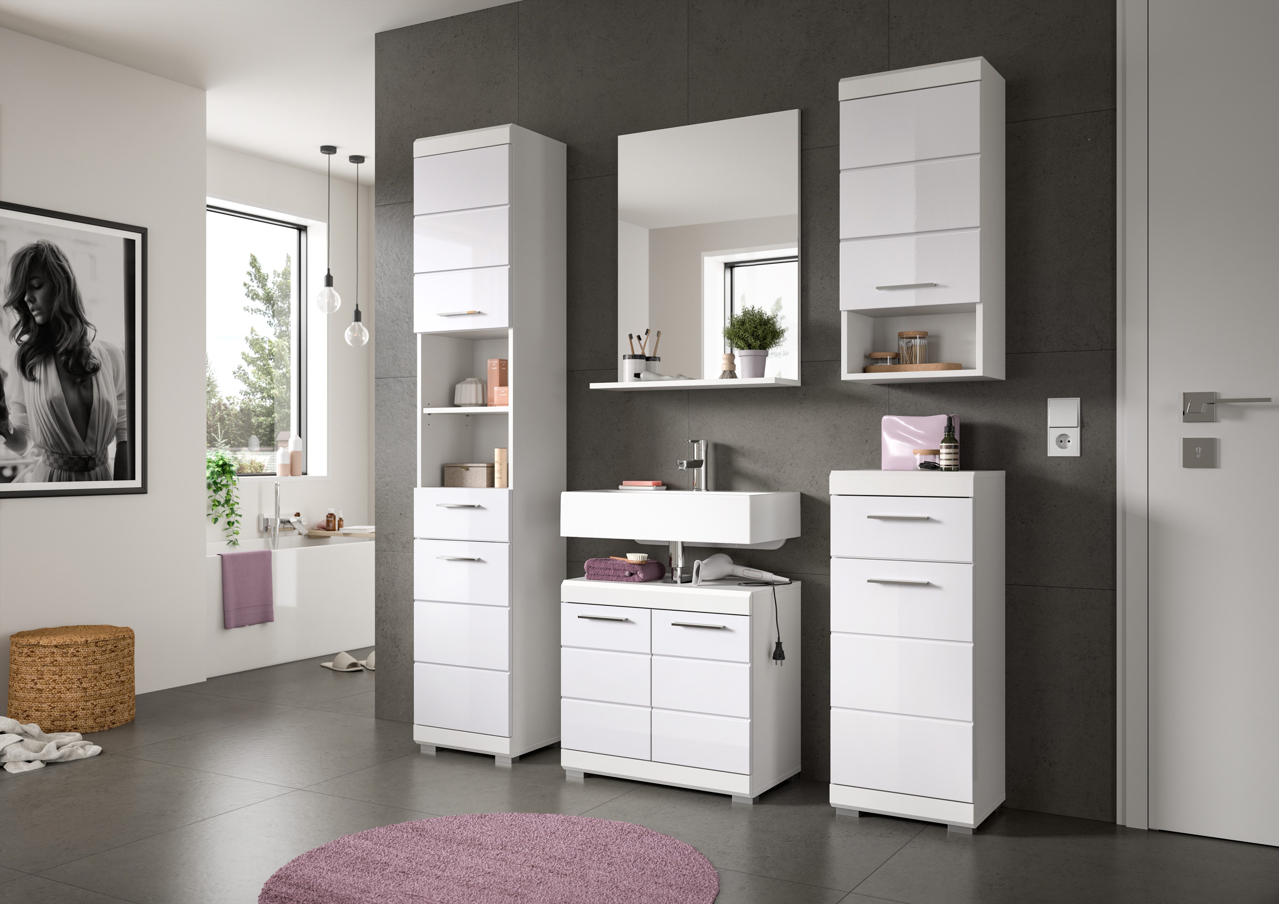 INOSIGN Badspiegel Siena, breedte 60 cm, 1 legplank, hoogwaardig spiegelglas in verschillende kleuren verkrijgbaar, badkamermeubels, spiegel, badkamer