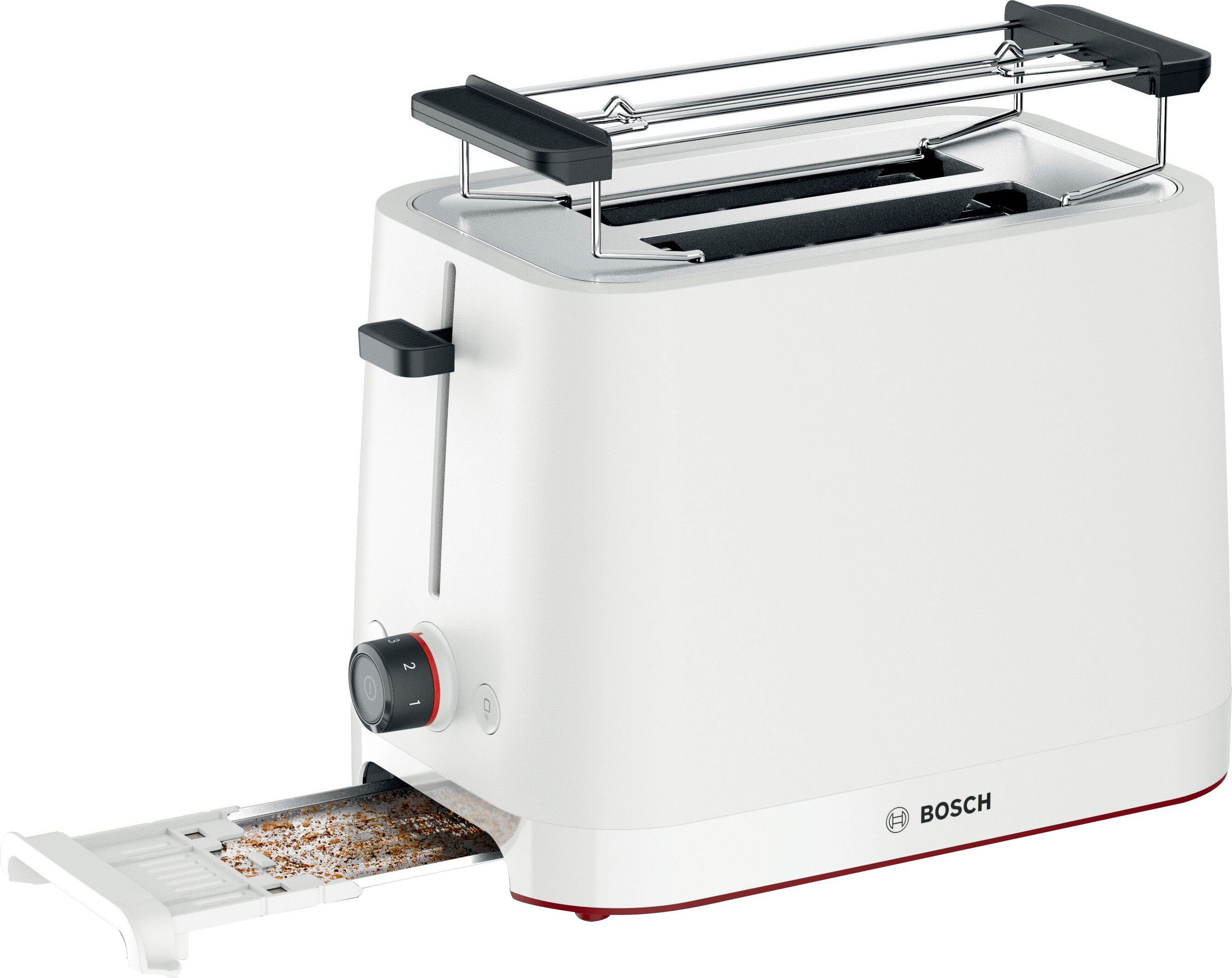 BOSCH Toaster MyMoment TAT3M121 afneembare opzet voor broodjes, ontdooi-functie, brood centreren, auto off
