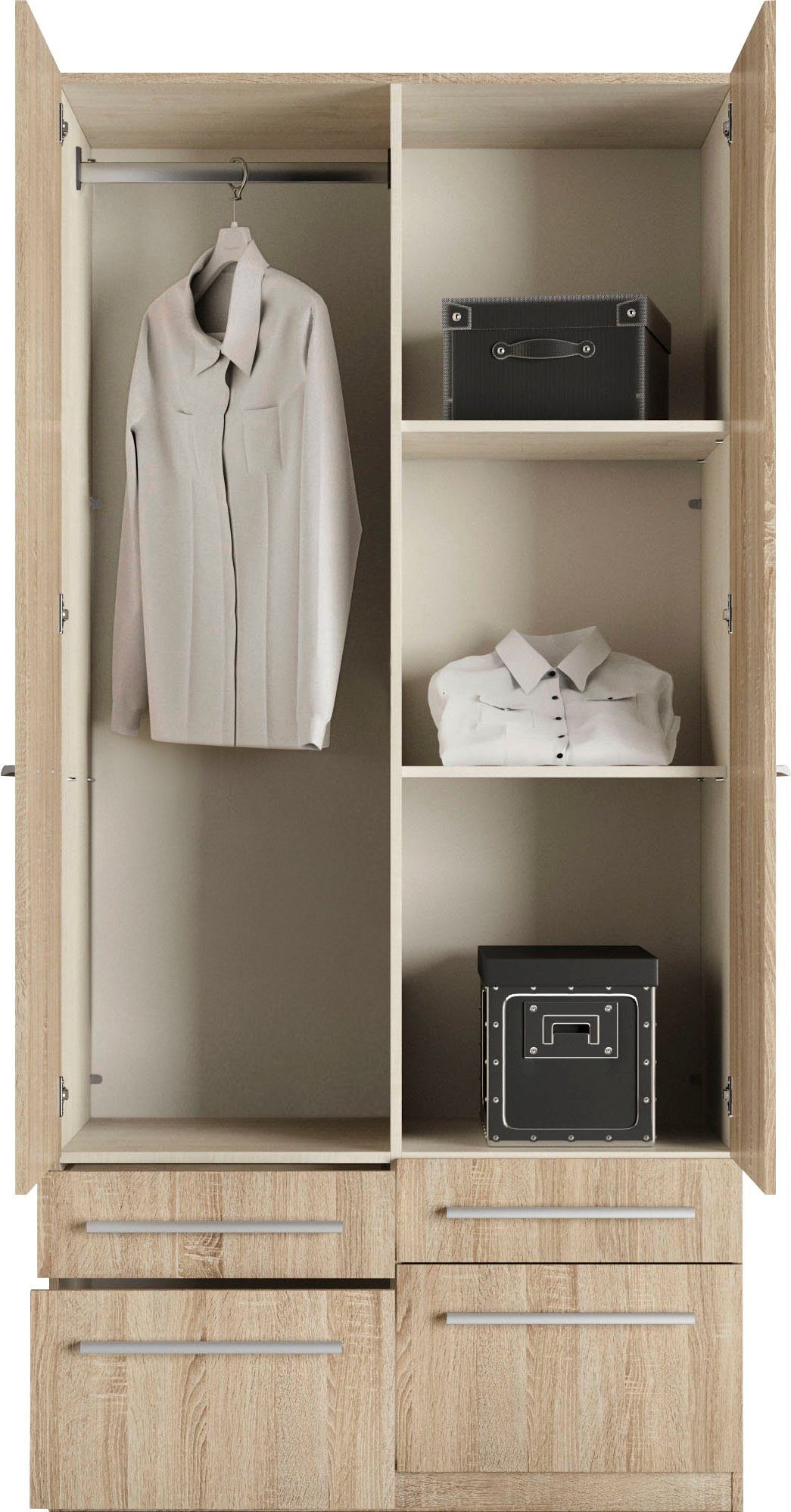 priess Kledingkast Kast garderobe waskast Barcelona in 5 breedtes veel opbergruimte, ruime lades, met spiegel, made in germany